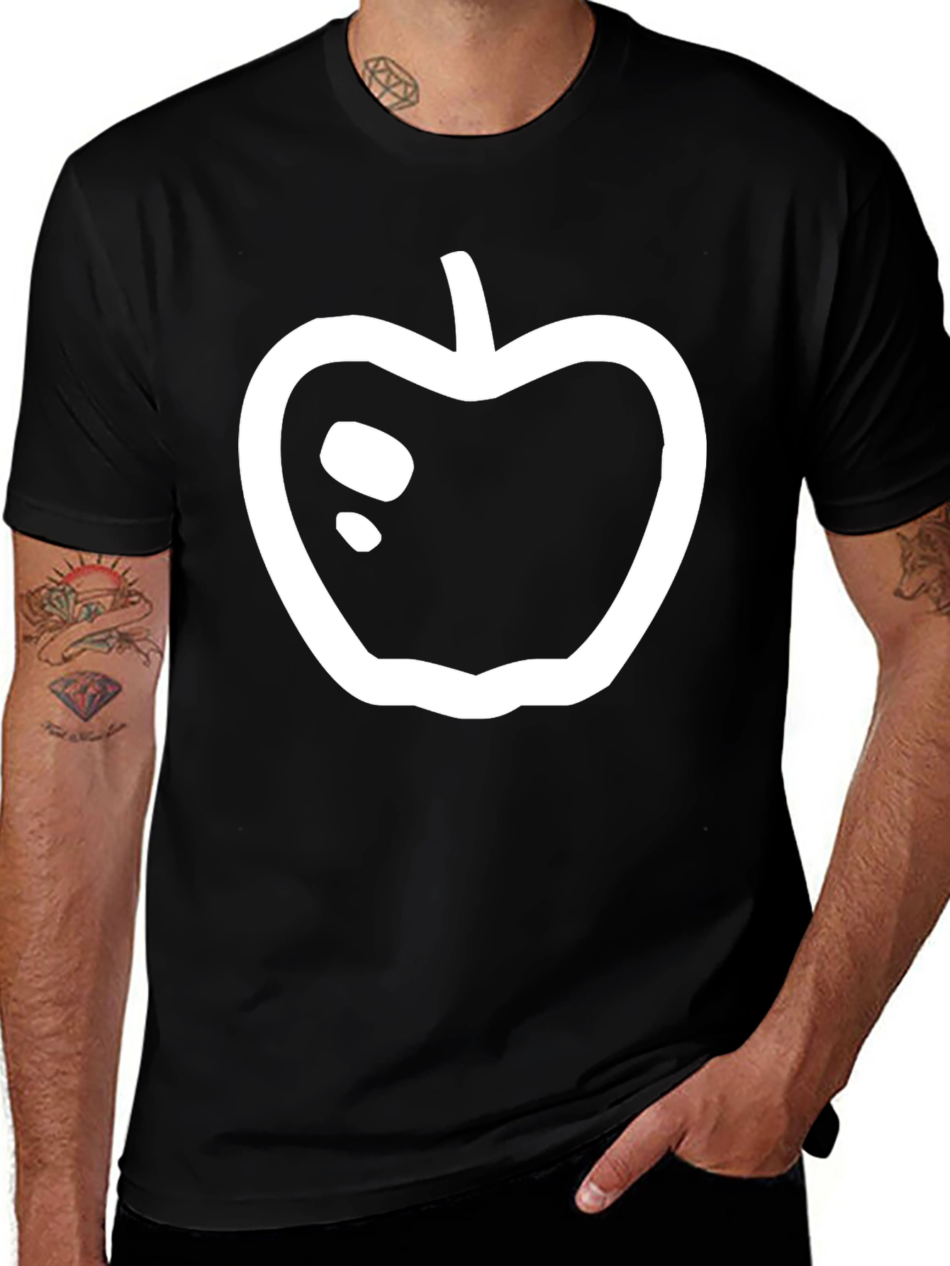 Variant 22 of Black Apple Graphic Tee Casual Style