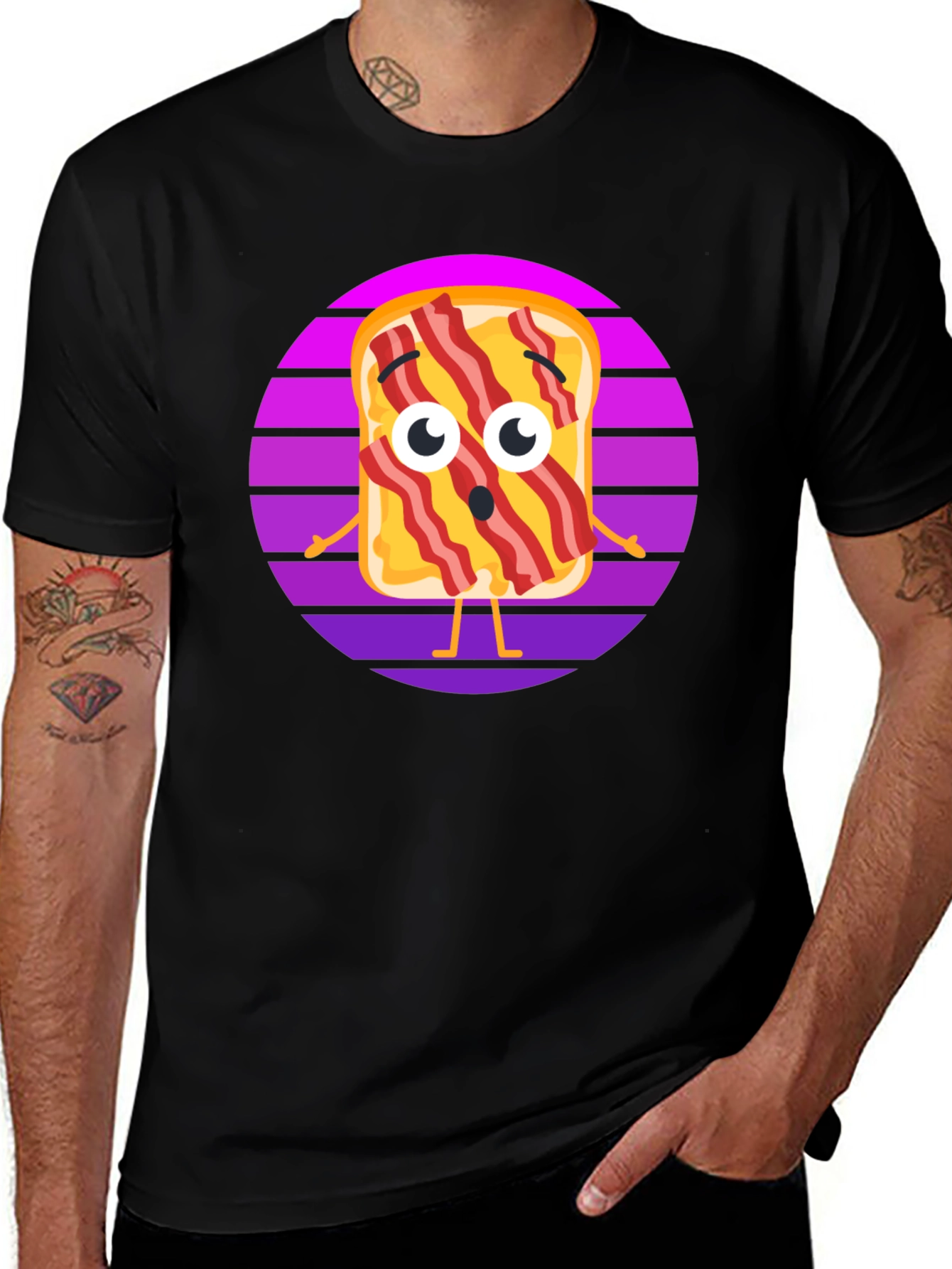 Variant 15 of Bacon Toast Retro Graphic Tee