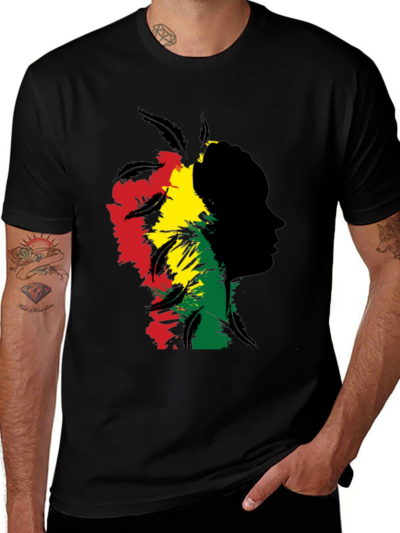 Variant 22 of Rasta Colors Woman Silhouette Black T-Shirt