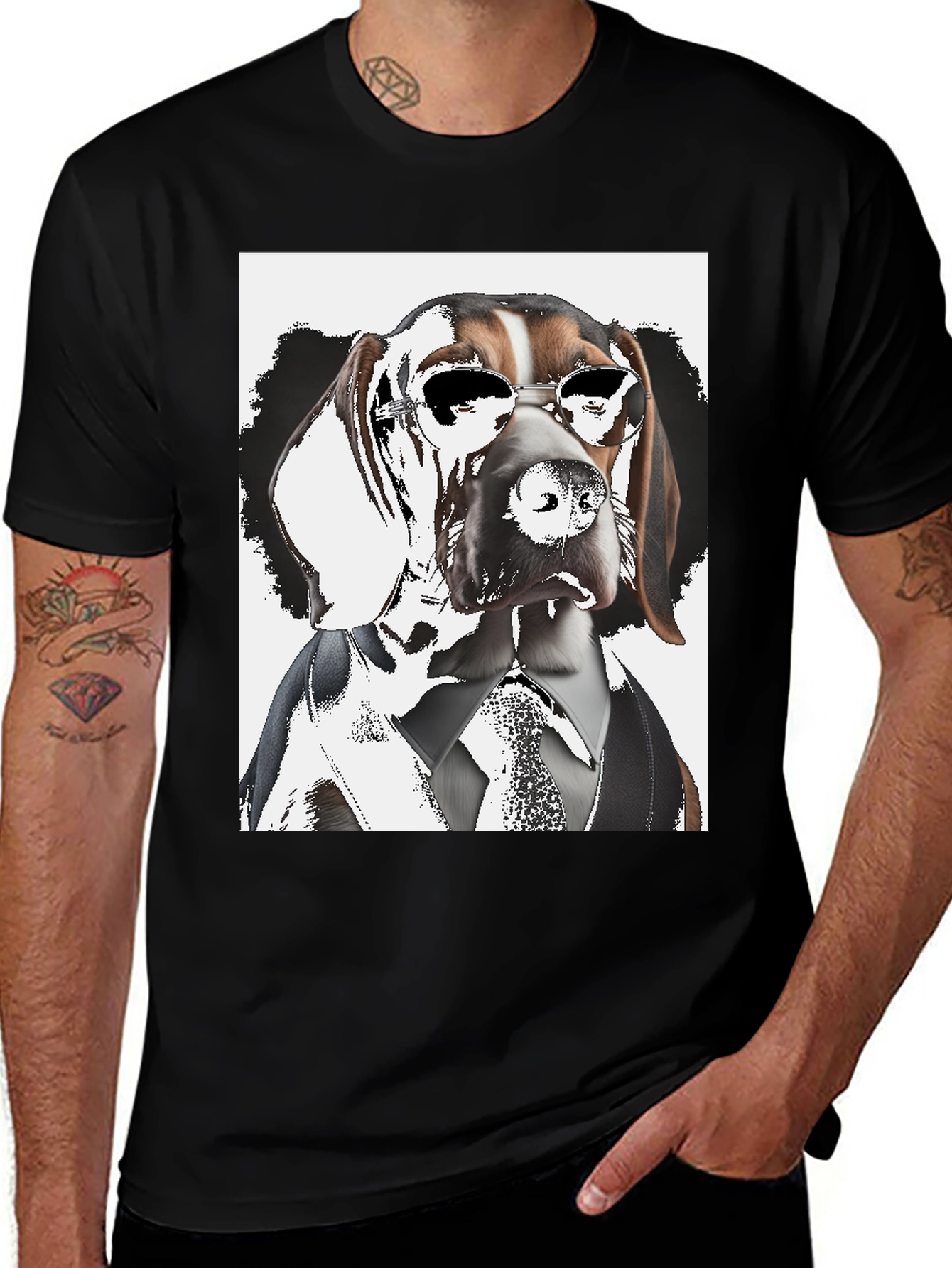Variant 18 of Dogfather T-Shirt: Suave Hound in Shades