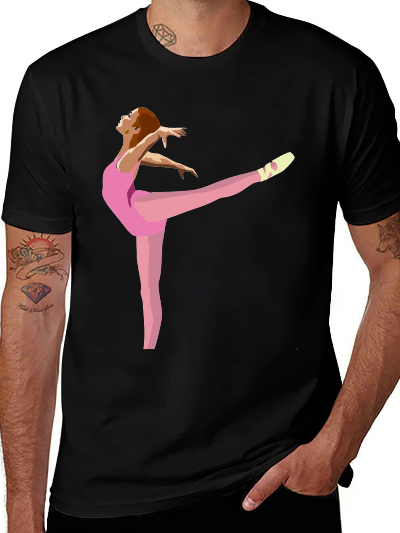 Variant 6 of Ballerina Graphic Tee - Black Cotton Casual Shirt