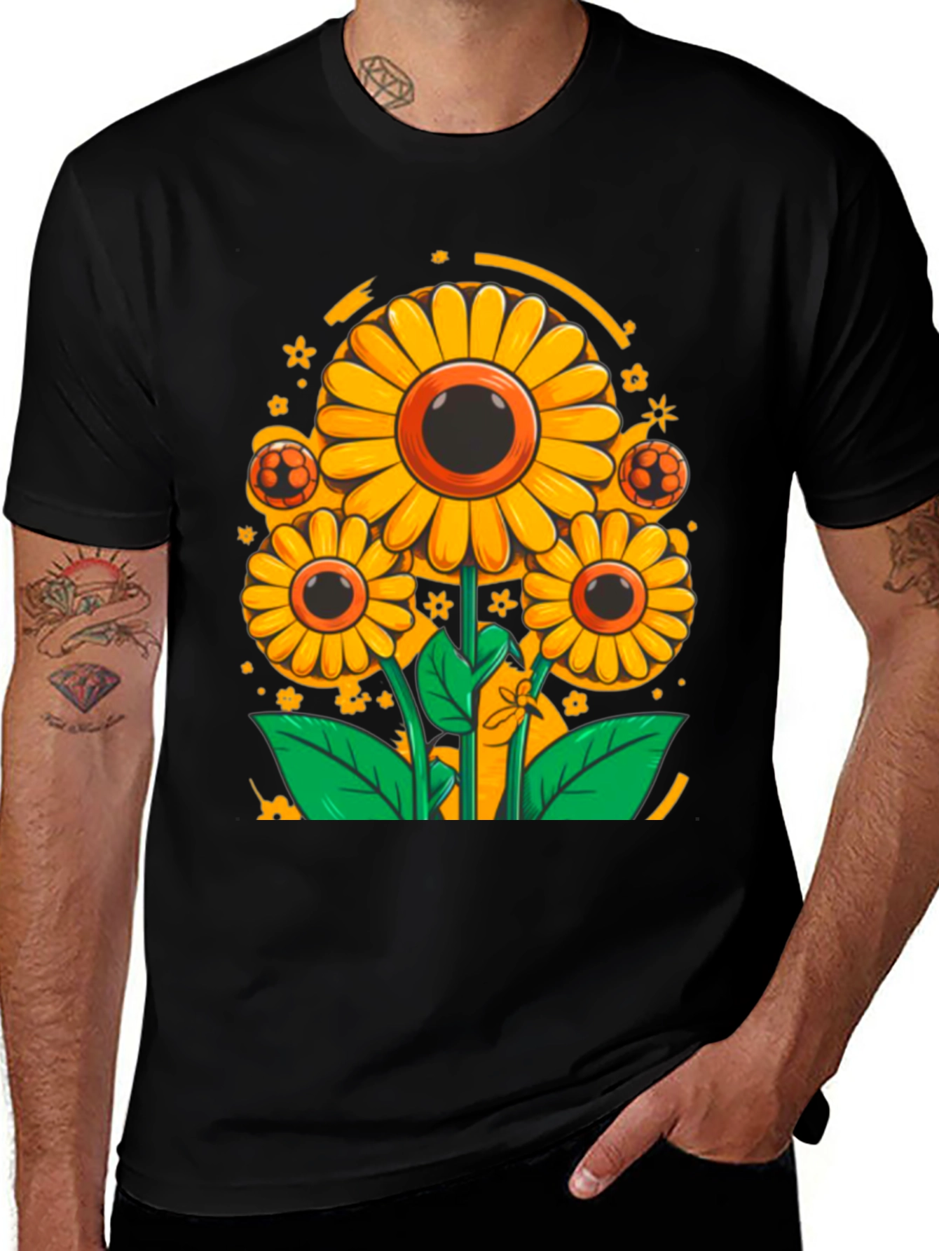 Variant 14 of Sunflower Soccer T-Shirt - Black Graphic Tee