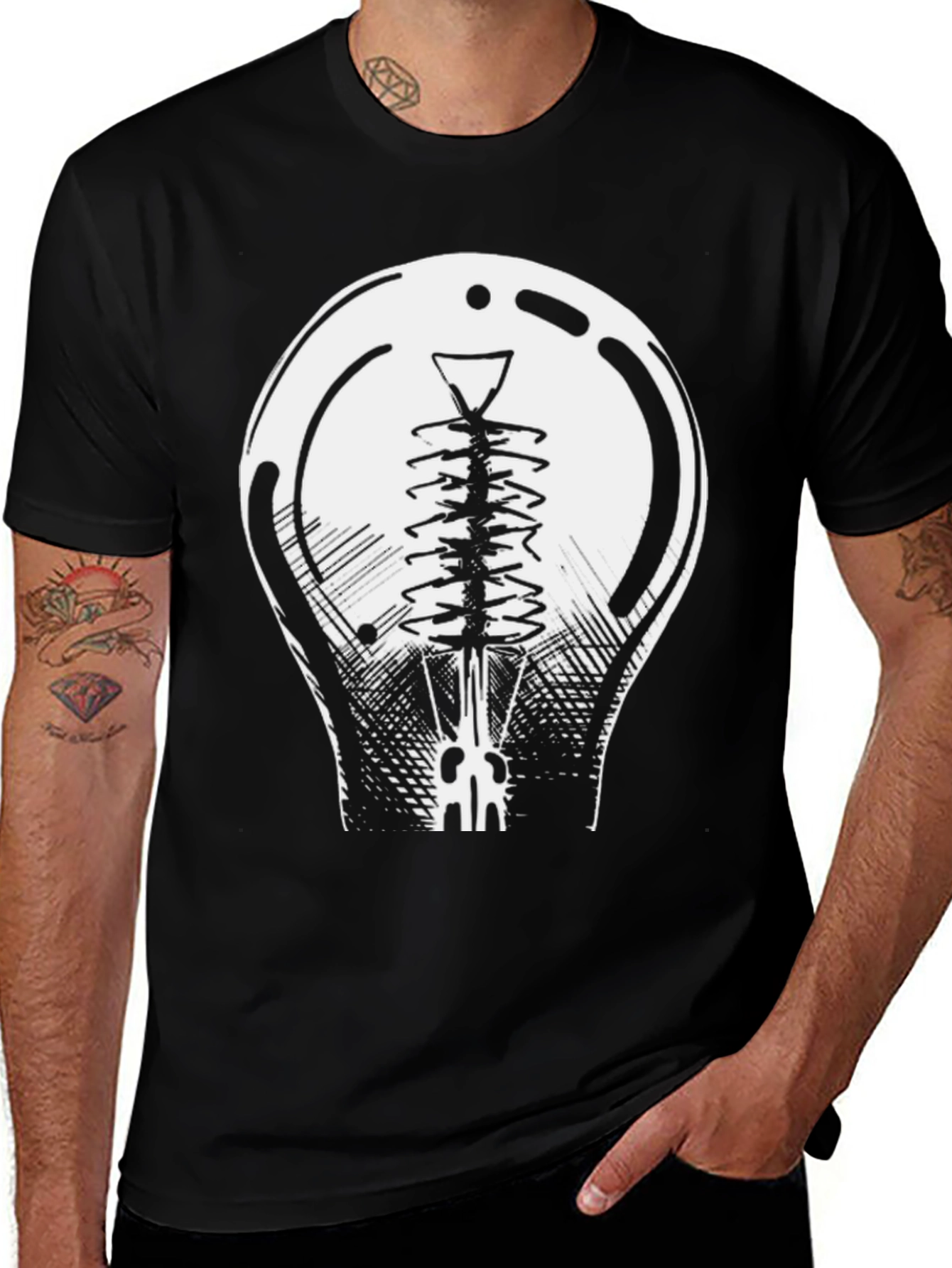 Variant 23 of Black T-Shirt with Lightbulb Design