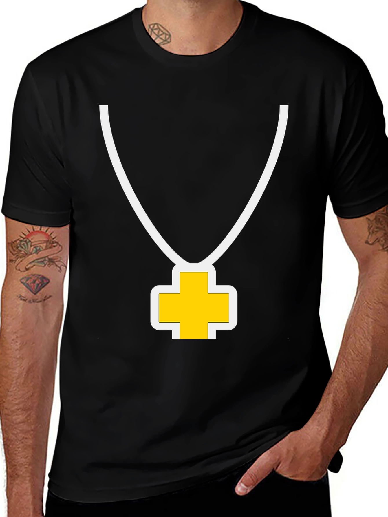 Variant 9 of Cross Pendant Graphic Black Tee