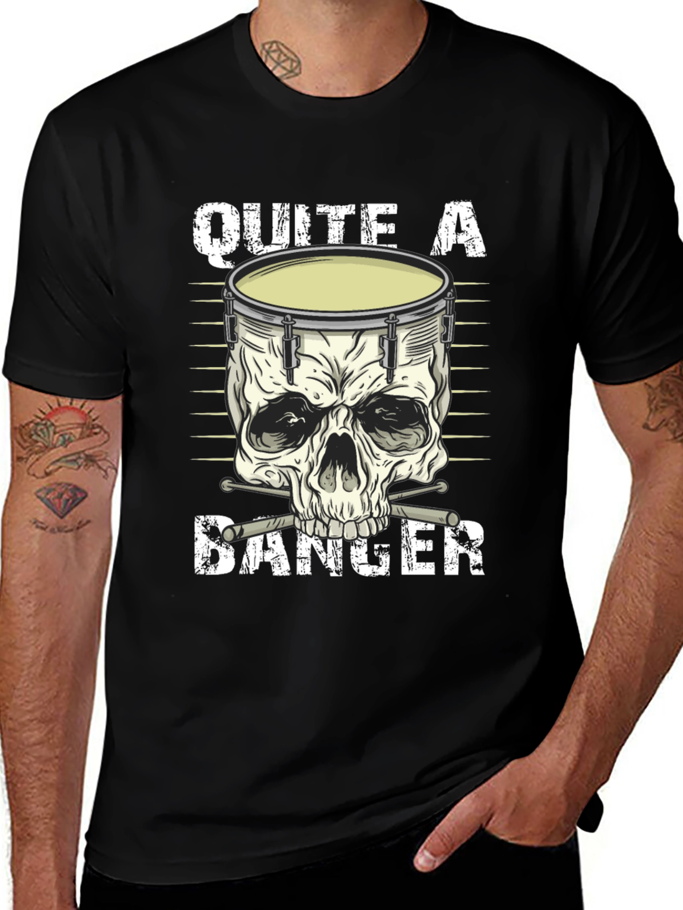 Variant 3 of Quite A Banger Drummer Skull T-Shirt