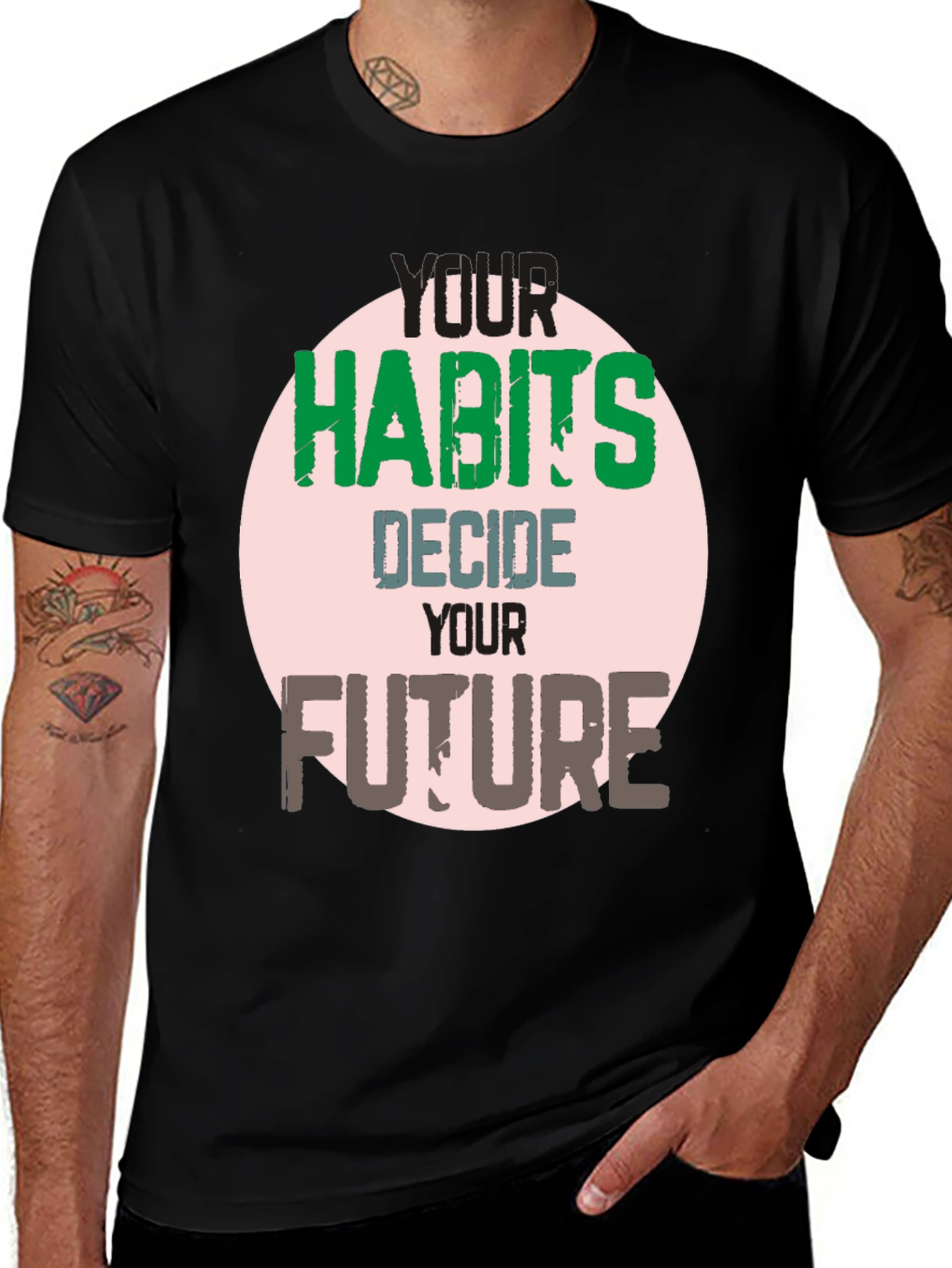 Variant 27 of Habits Decide Future Graphic Tee - Black