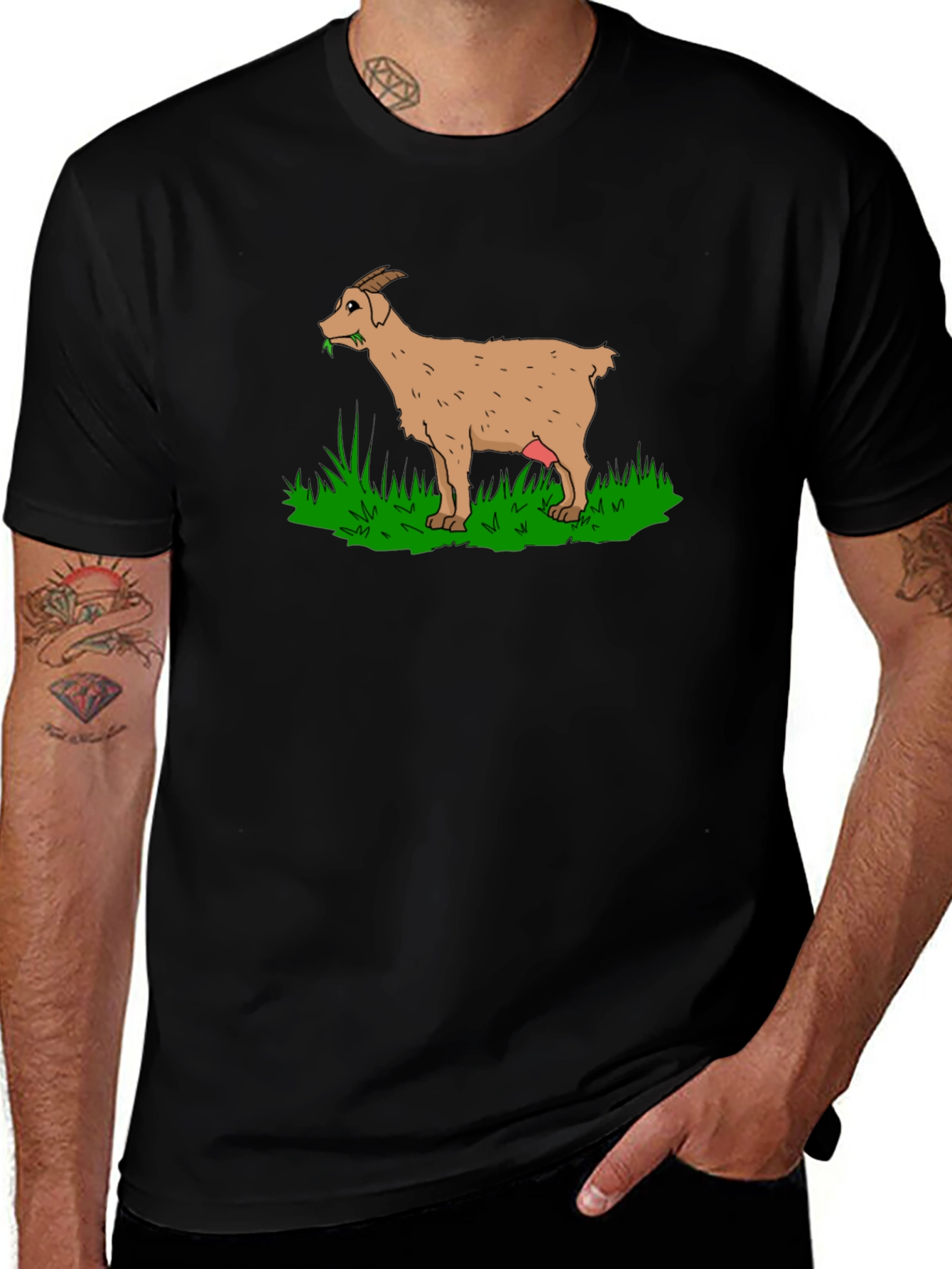 Variant 20 of Goat T-Shirt - Black Crew Neck - Fun Novelty Graphic Tee