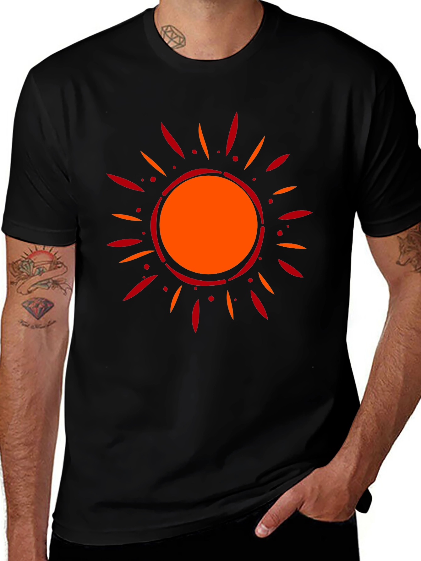 Variant 19 of Radiant Sun Graphic Tee - Black Cotton Comfort