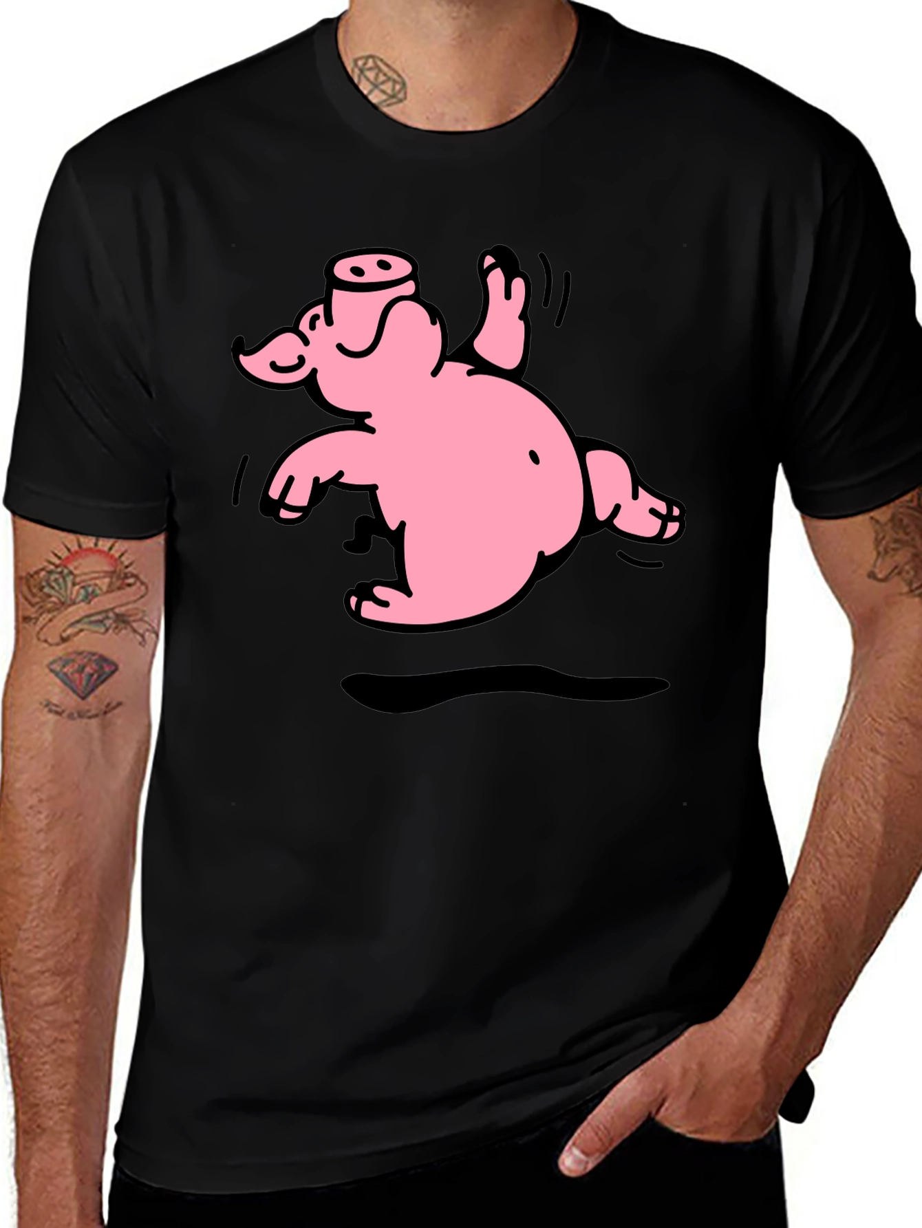 Variant 28 of Funny Pig Graphic T-Shirt - Black