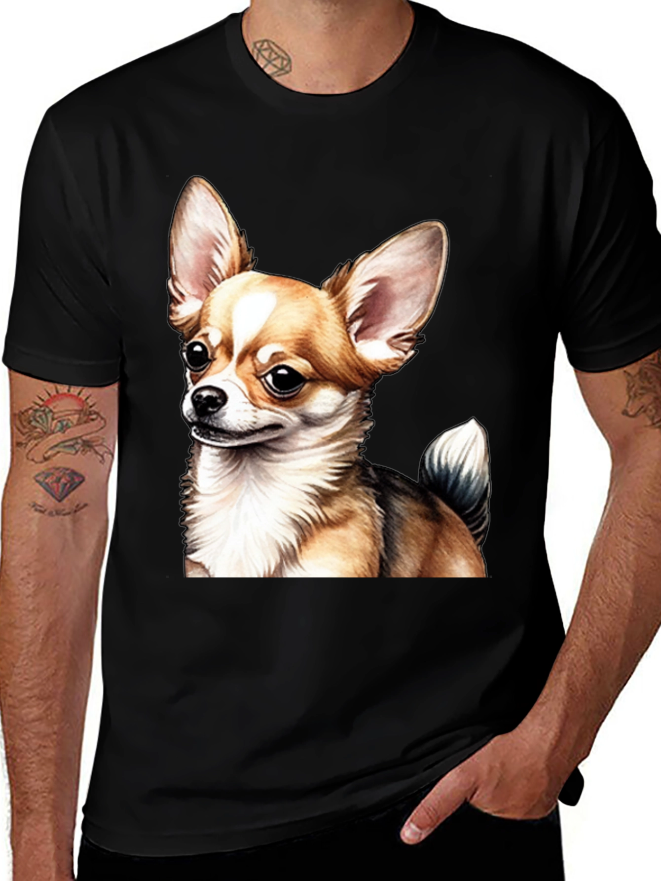 Chihuahua Dog Graphic Black T-Shirt