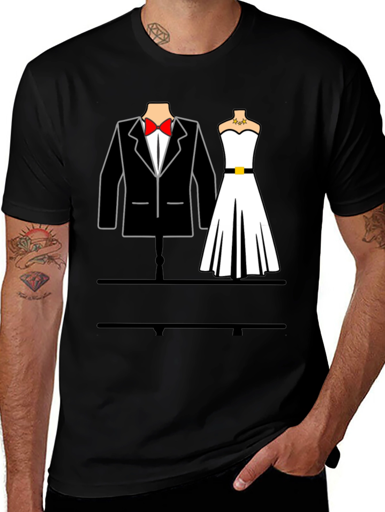 Variant 30 of Matching Couple Wedding Tuxedo & Dress T-Shirt