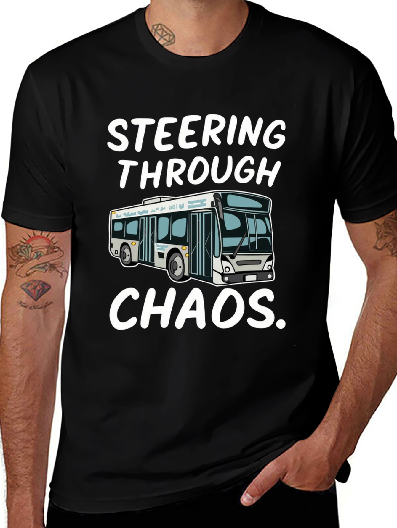 Steering Through Chaos Black Graphic T-Shirt
