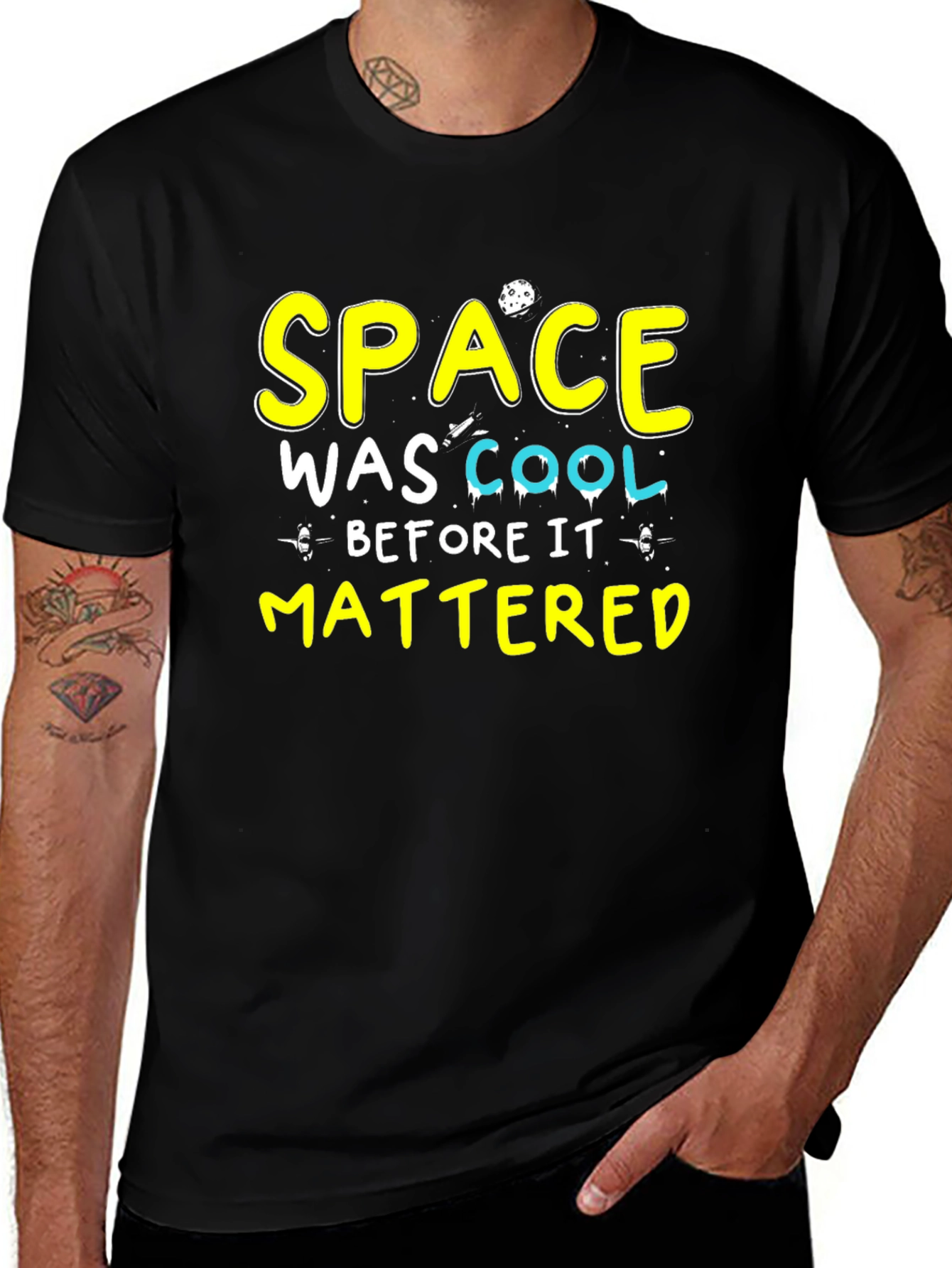 Variant 6 of Space Was Cool T-Shirt - Black Cotton Tee