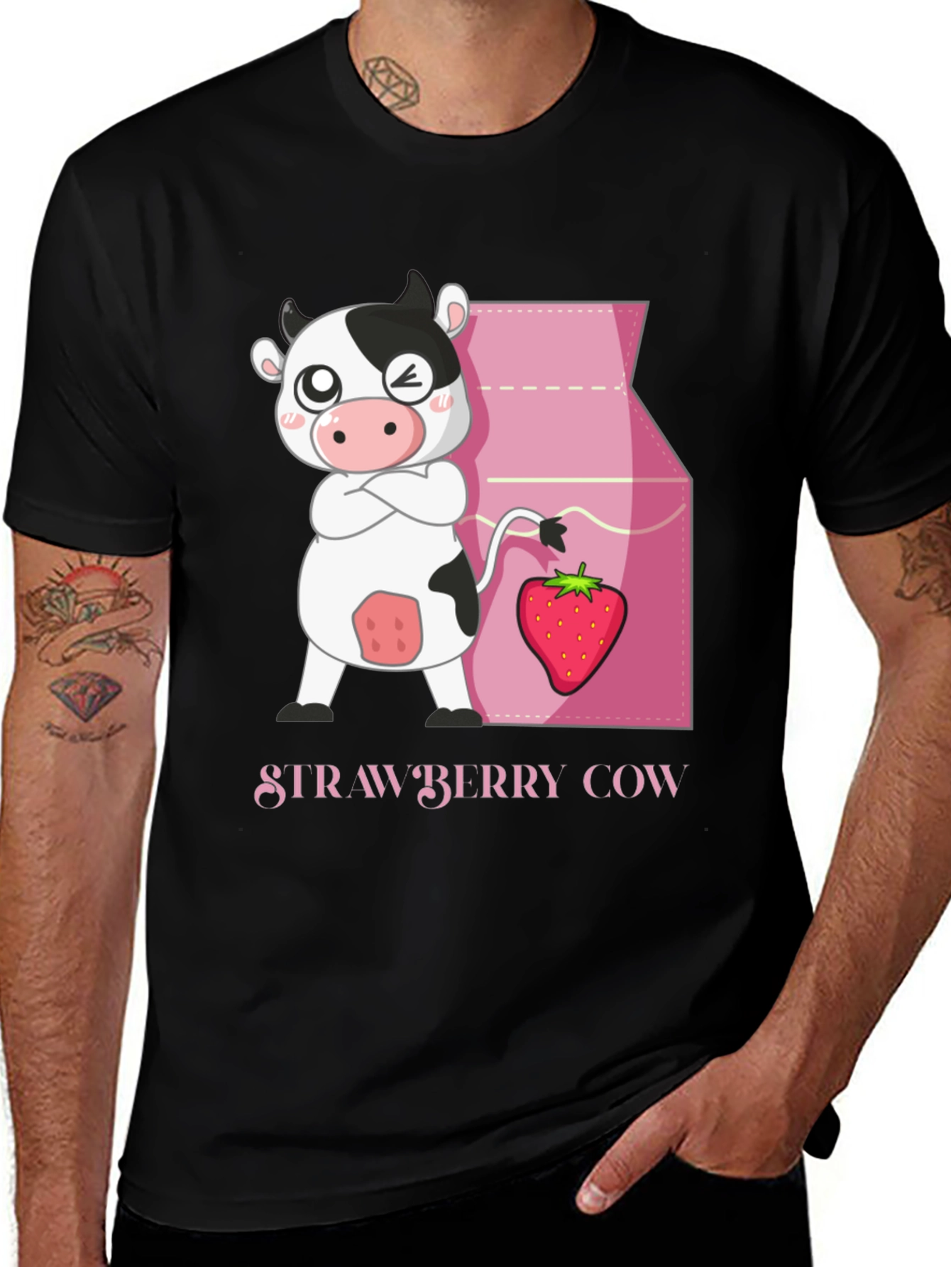 Variant 28 of Strawberry Cow Graphic Tee - Cute Cartoon T-Shirt