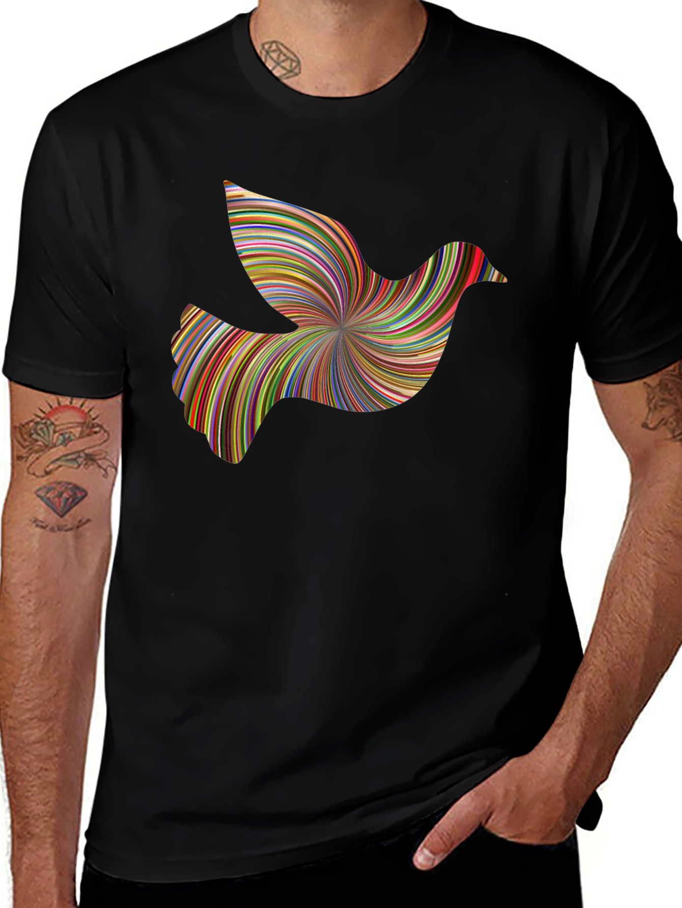 Variant 13 of Abstract Dove Graphic Black T-Shirt