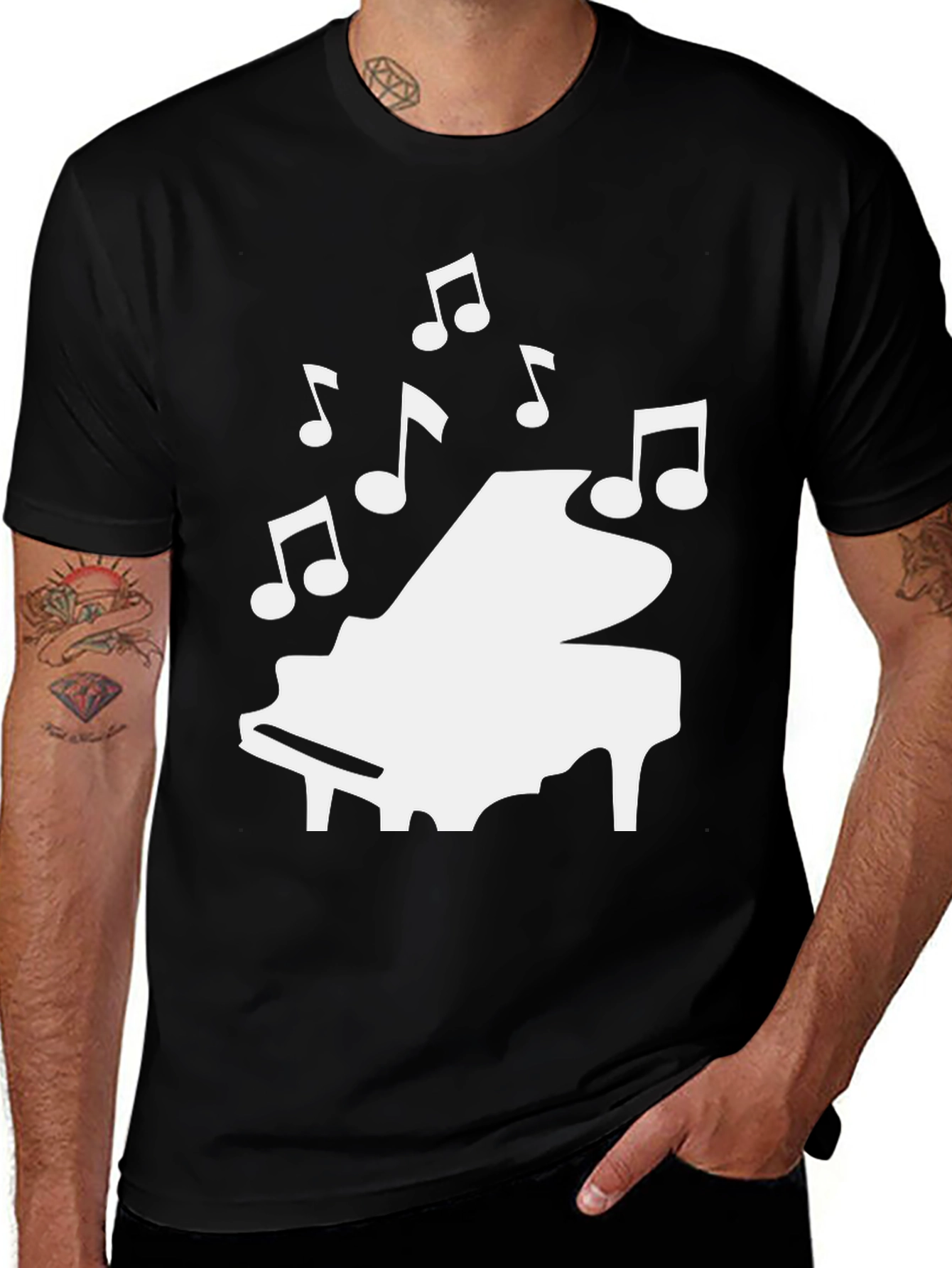 Variant 4 of Piano Music Notes Graphic Tee