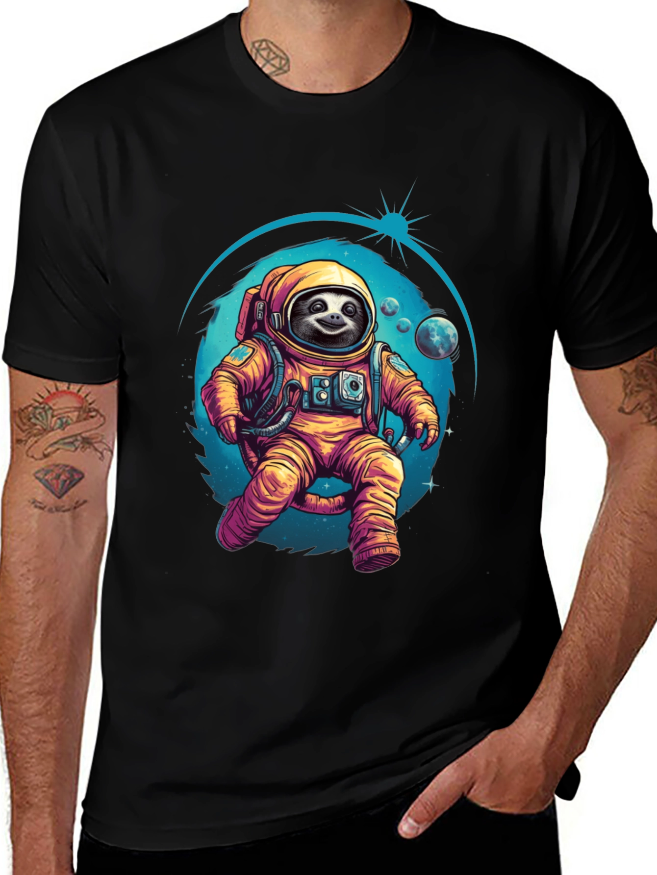Variant 8 of Sloth Astronaut T-Shirt - Space Adventure Tee