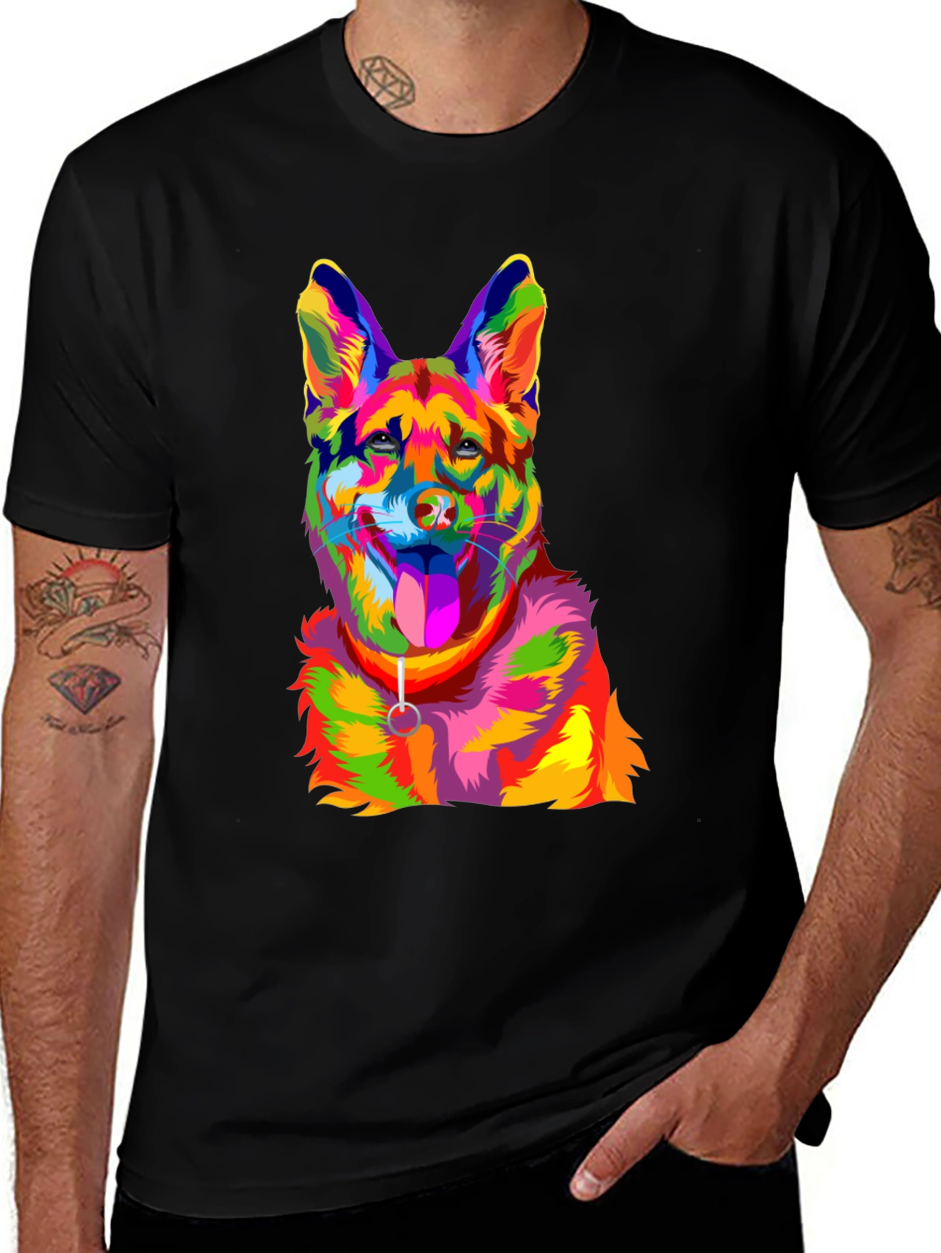 Variant 8 of Vibrant Dog Graphic T-Shirt - Unique Colorful Design