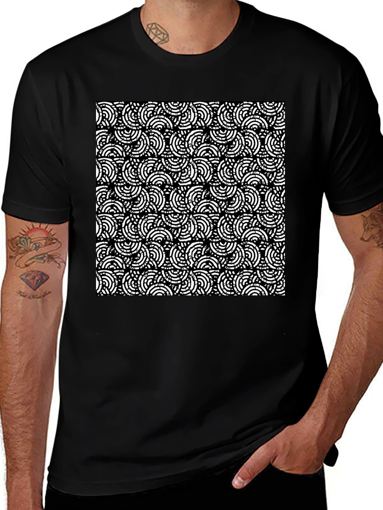 Abstract Pattern Black Graphic Tee