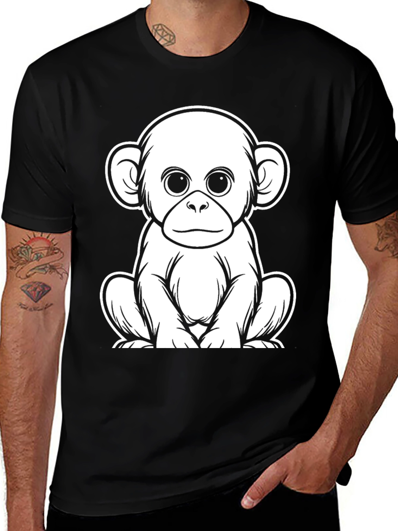 Variant 28 of Cute Monkey Graphic Tee - Black