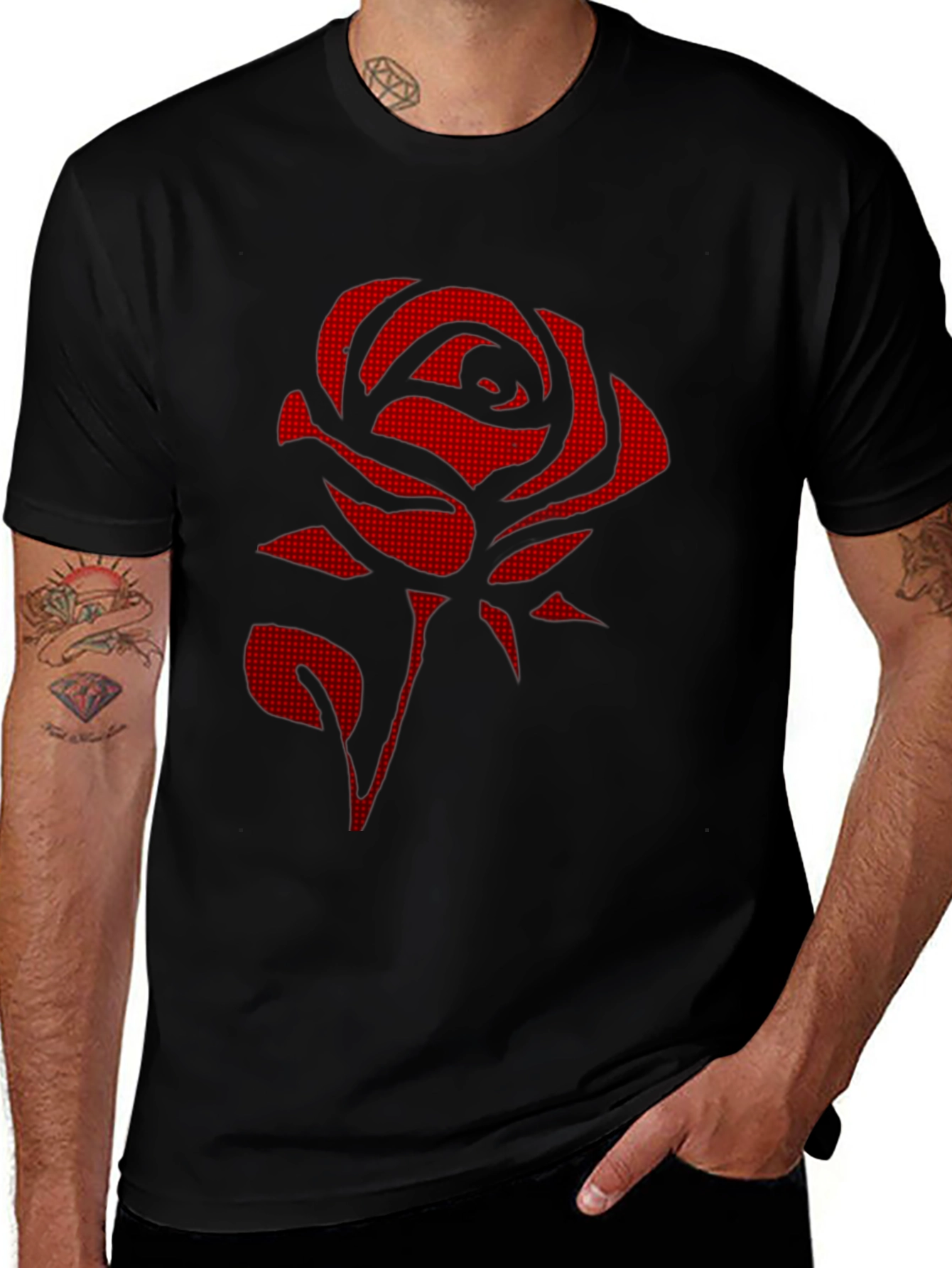 Variant 5 of Red Rose Graphic Black T-Shirt - Stylish & Unique
