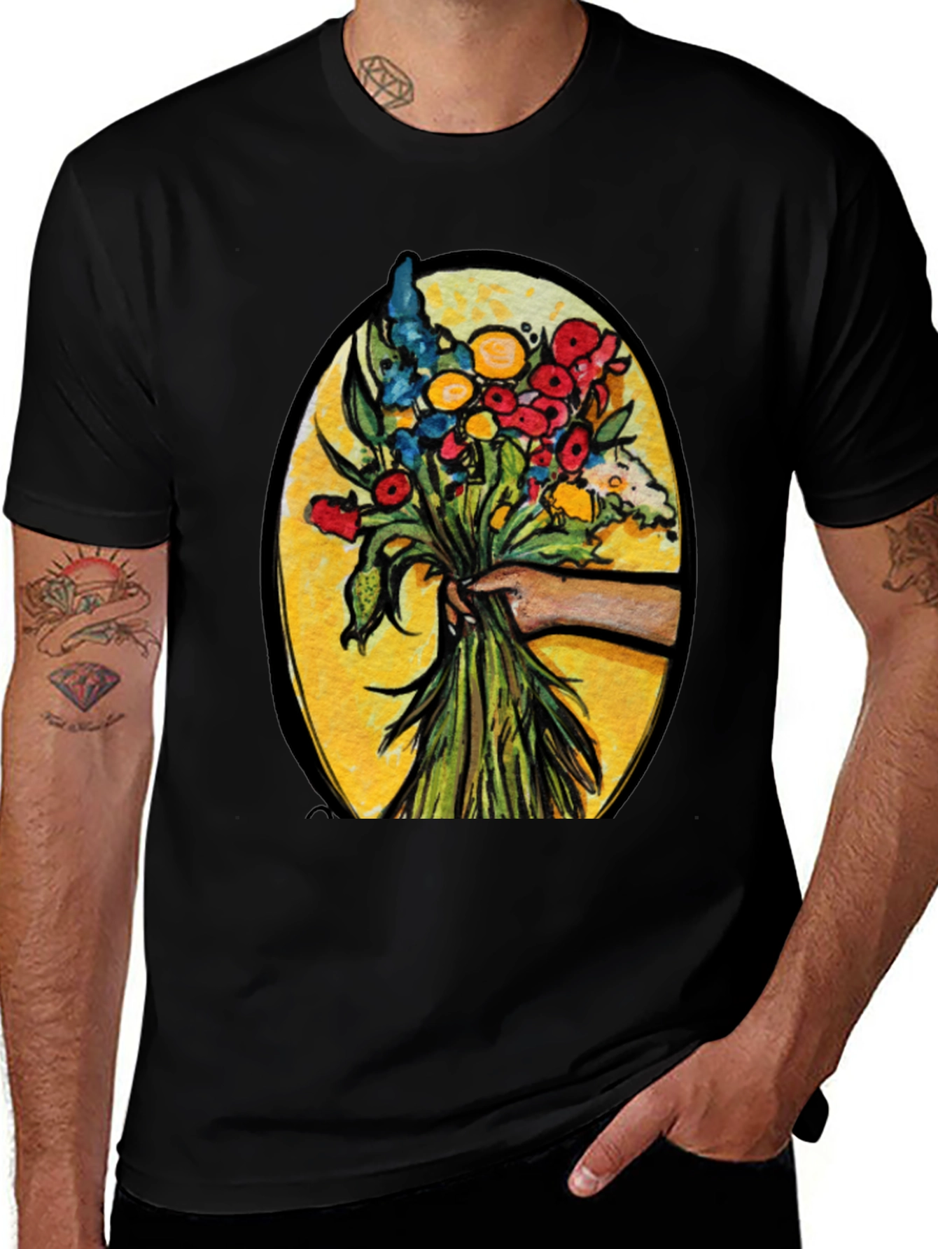 Variant 12 of Floral Bouquet Graphic T-Shirt - Artistic Design