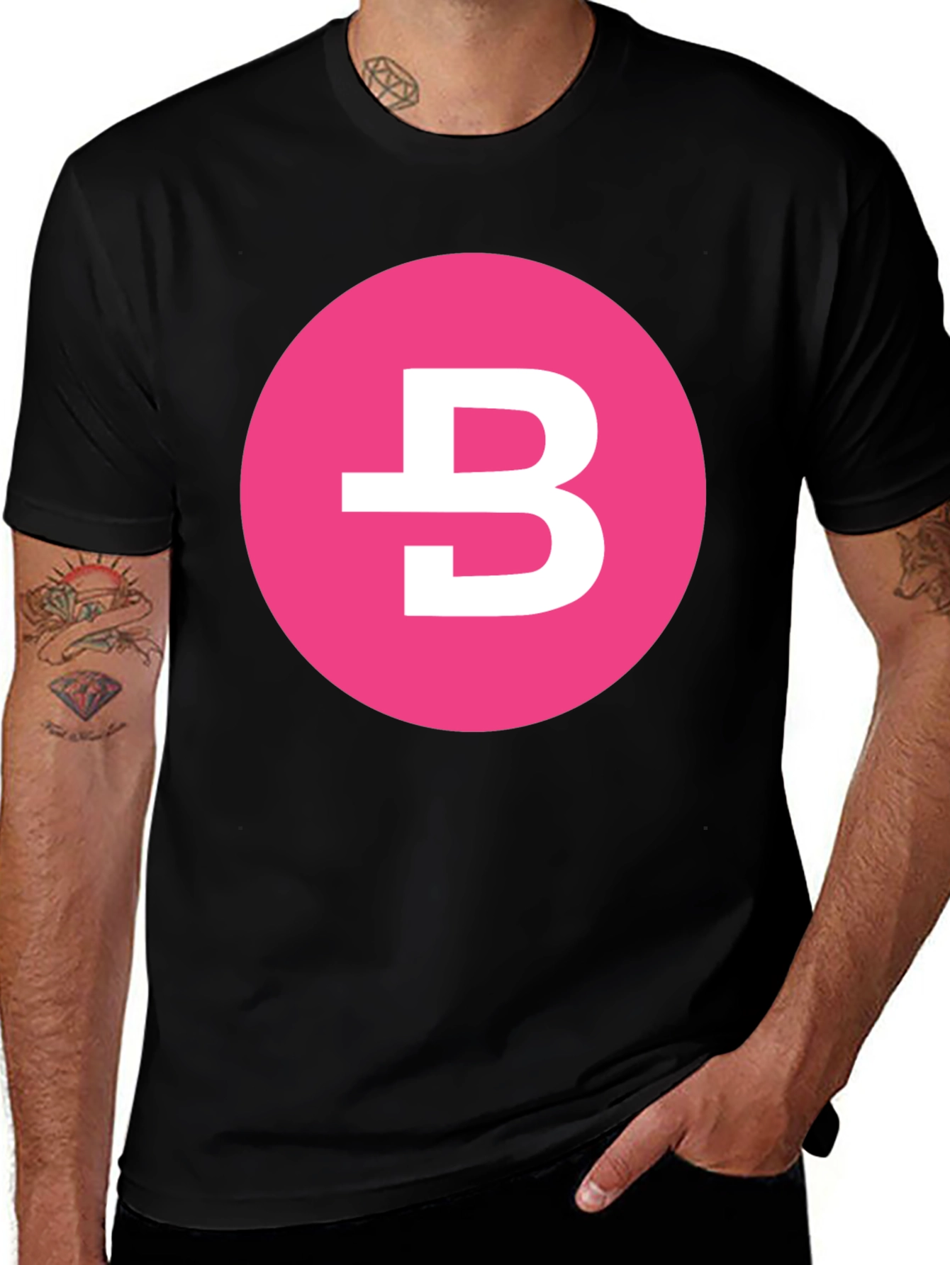 Variant 6 of Pink Beta Symbol Graphic Black T-Shirt