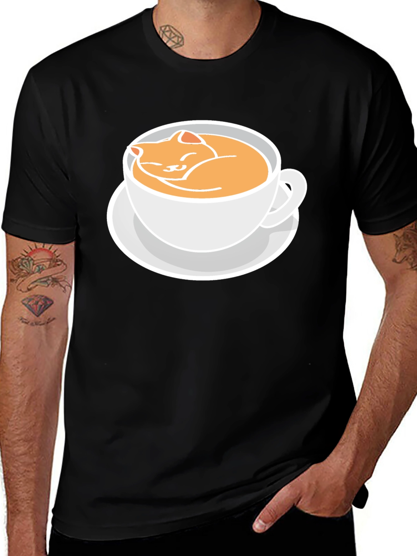 Variant 5 of Cat Nap in a Cup Graphic Tee - Cute Comfort