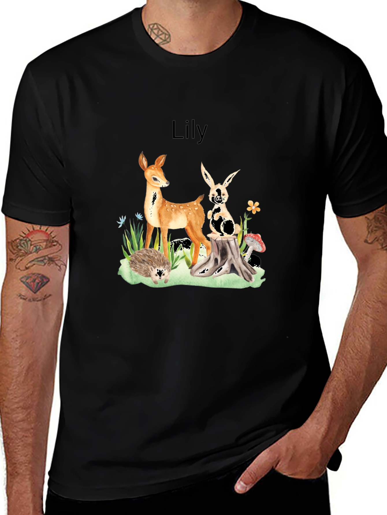 Variant 21 of Cute Forest Friends T-Shirt - Deer, Rabbit, Hedgehog Tee