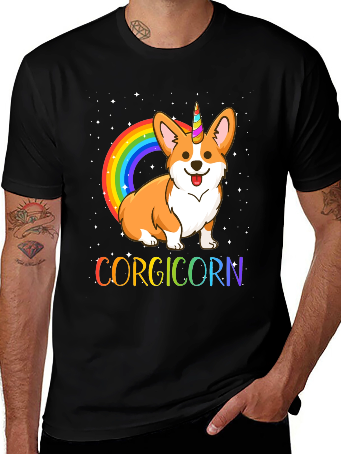 Variant 11 of Corgicorn T-Shirt - Rainbow Unicorn Corgi Tee