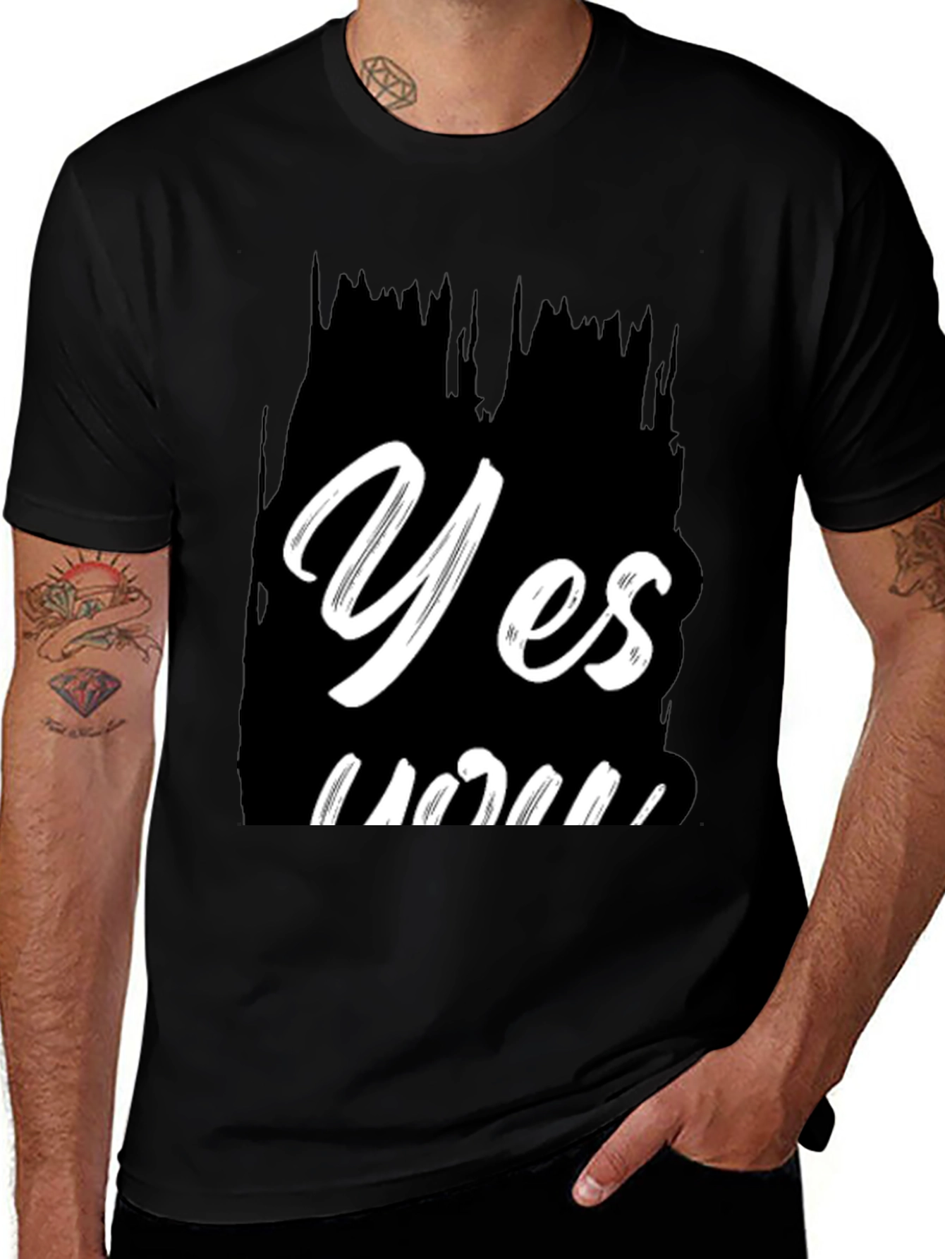 Variant 23 of Yes You Black Graphic Tee