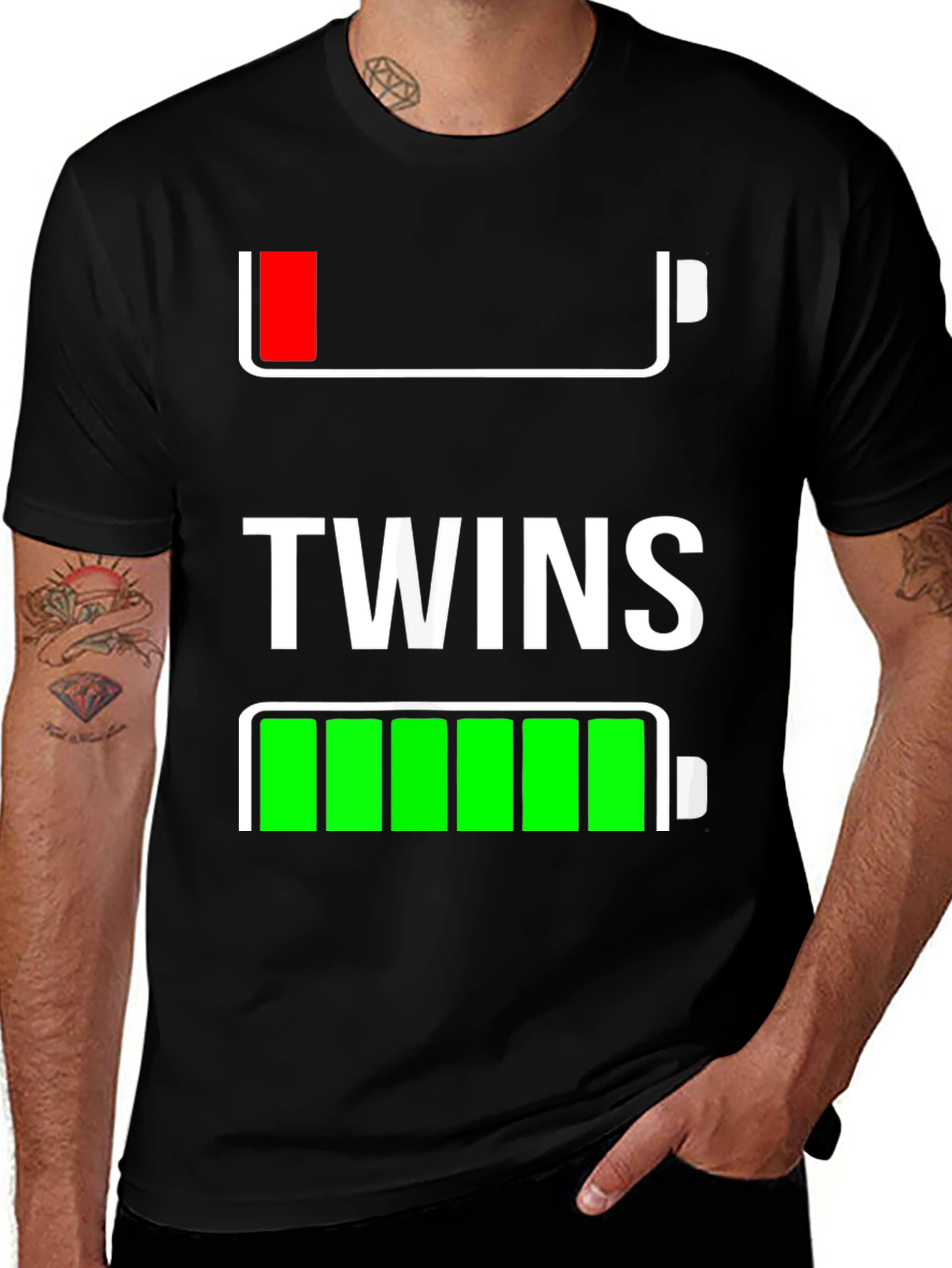 Variant 29 of Twins Low & Full Battery Graphic T-Shirt