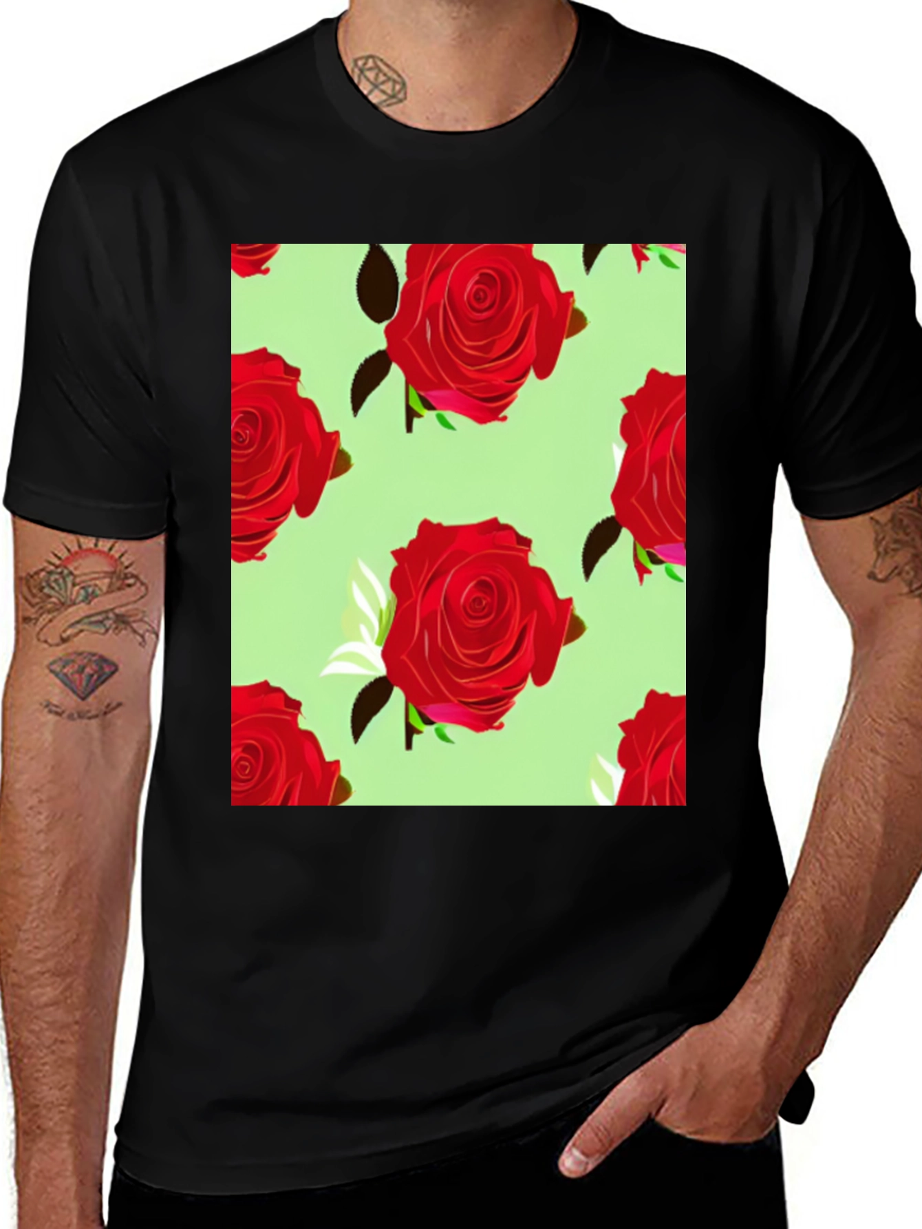 Variant 27 of Floral Rose Print Men's T-Shirt