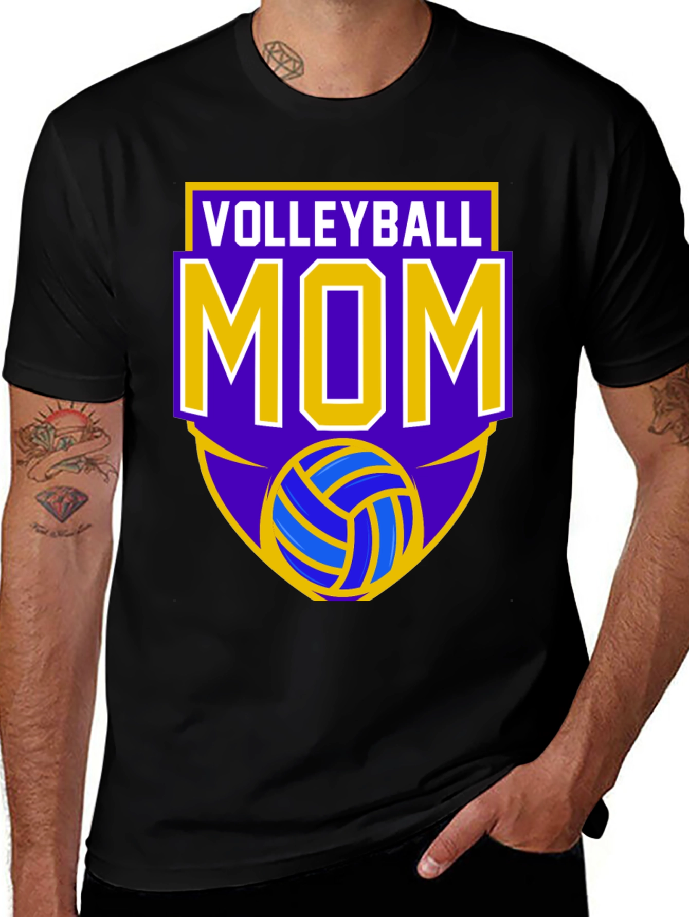 Black Volleyball Mom T-Shirt main image