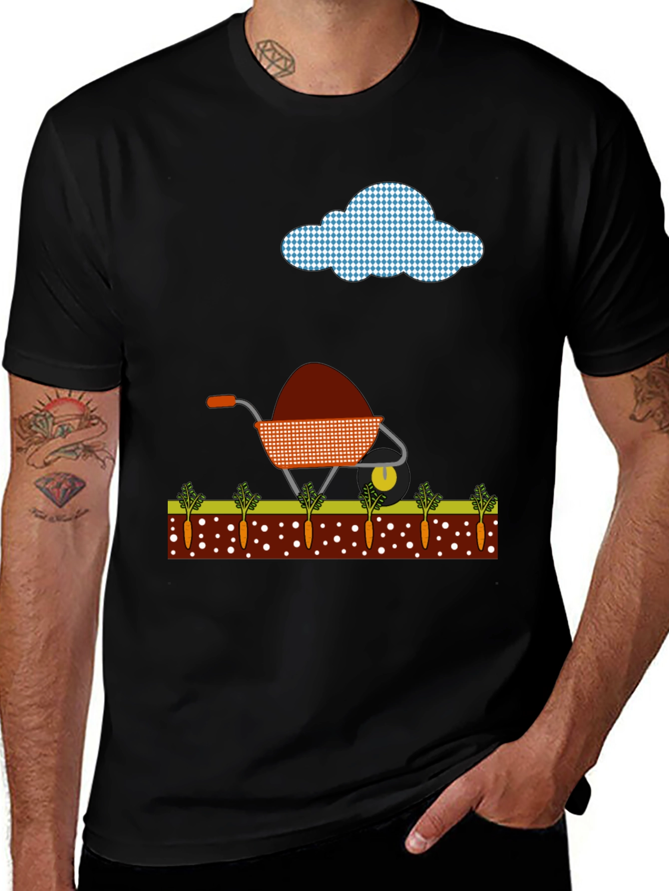Variant 15 of Gardening Fun Tee - Wheelbarrow & Carrot Design