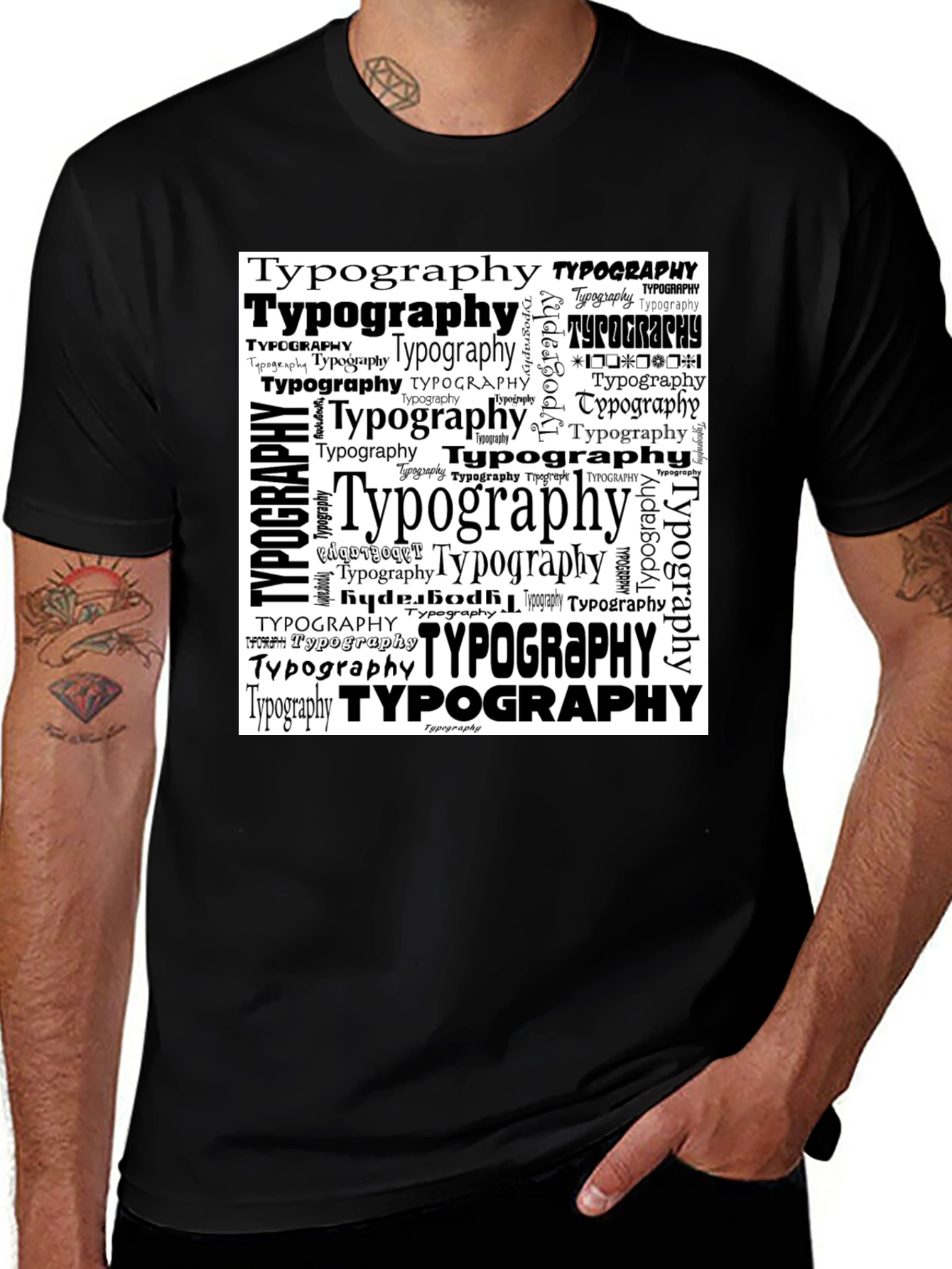 Variant 7 of Typography Graphic Print Black T-Shirt