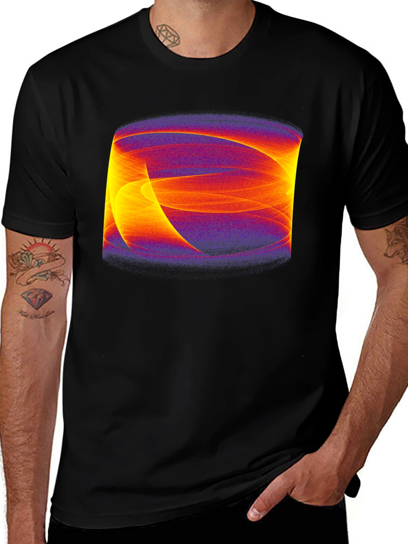 Variant 4 of Abstract Swirl Graphic Black Tee