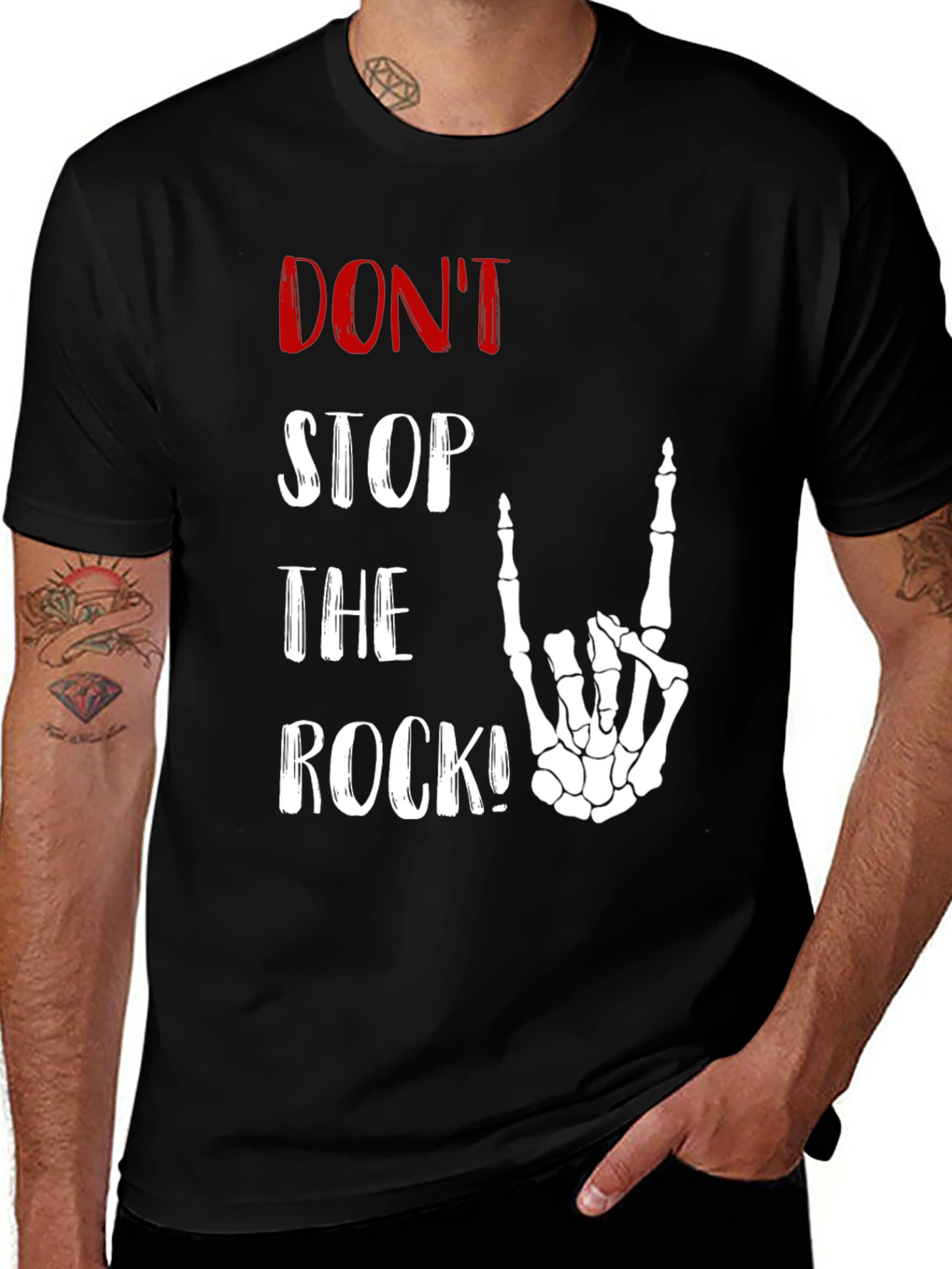 Variant 26 of Don't Stop the Rock Skeleton Hand T-Shirt