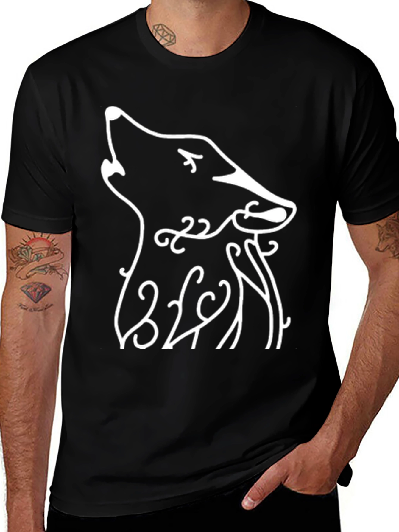 Variant 12 of Wolf Graphic Print Black T-Shirt