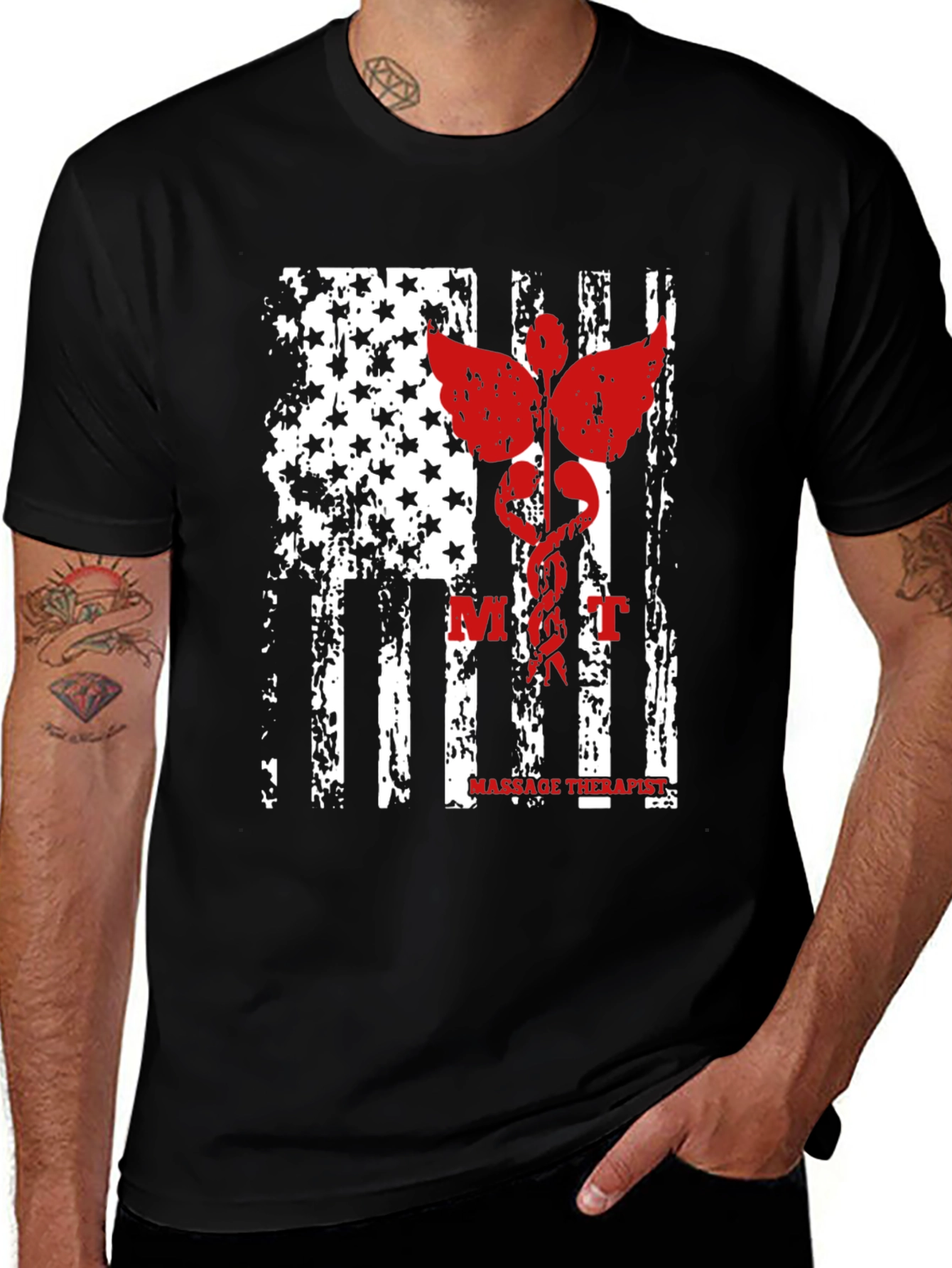 Massage Therapist American Flag Graphic Tee