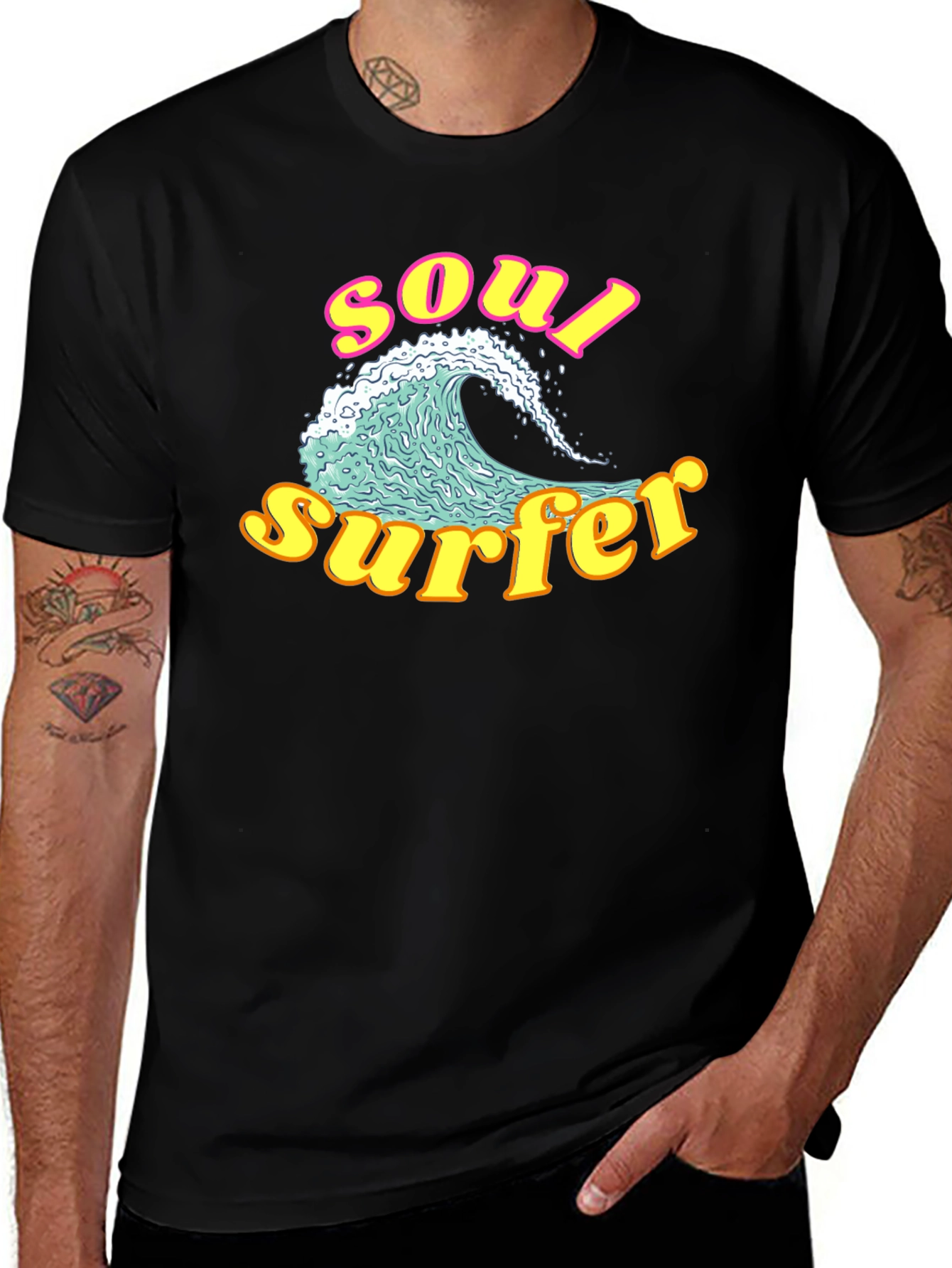 Variant 10 of Soul Surfer Graphic Tee - Retro Wave Design