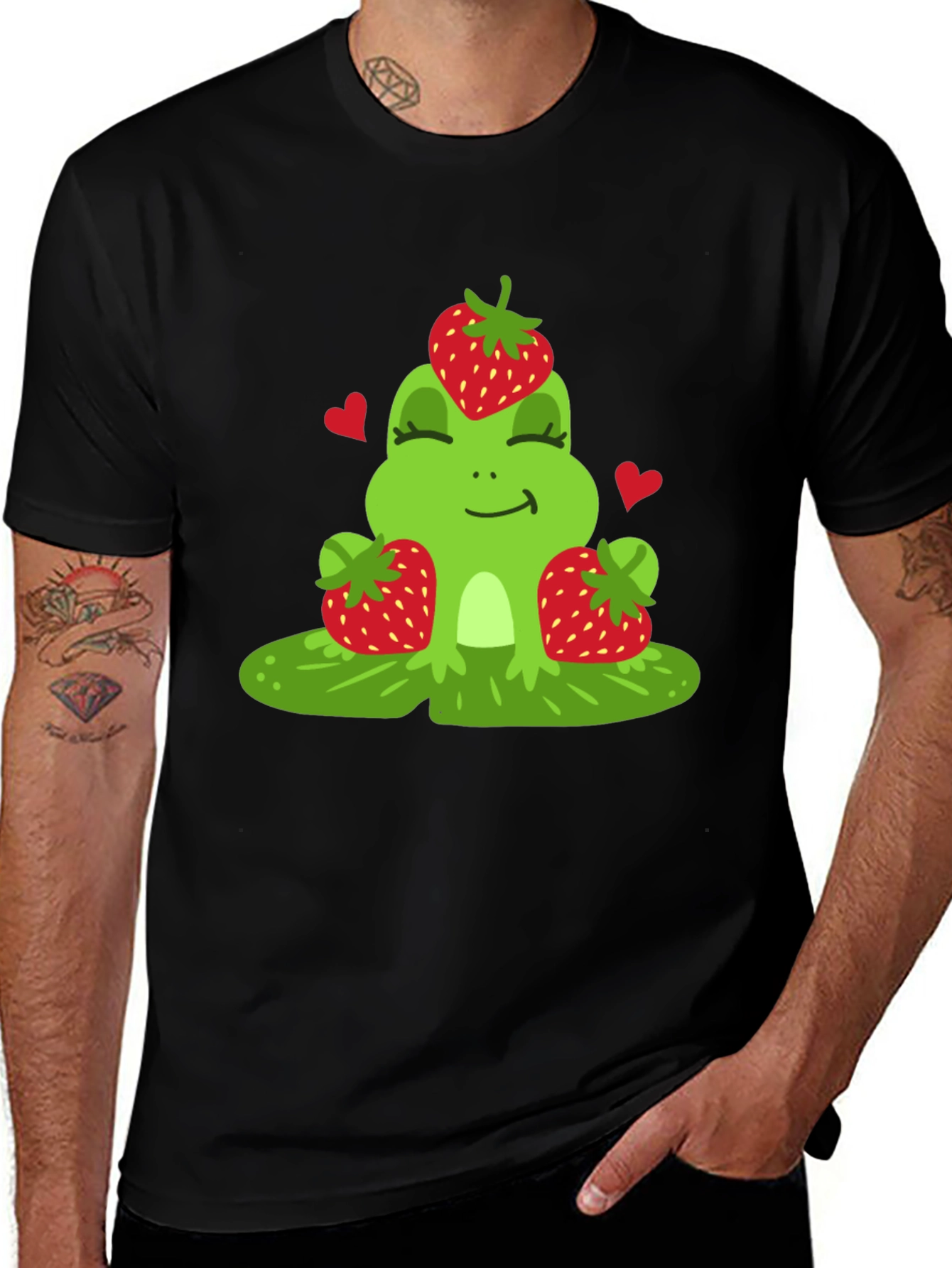 Variant 21 of Cute Frog Strawberry Graphic Tee