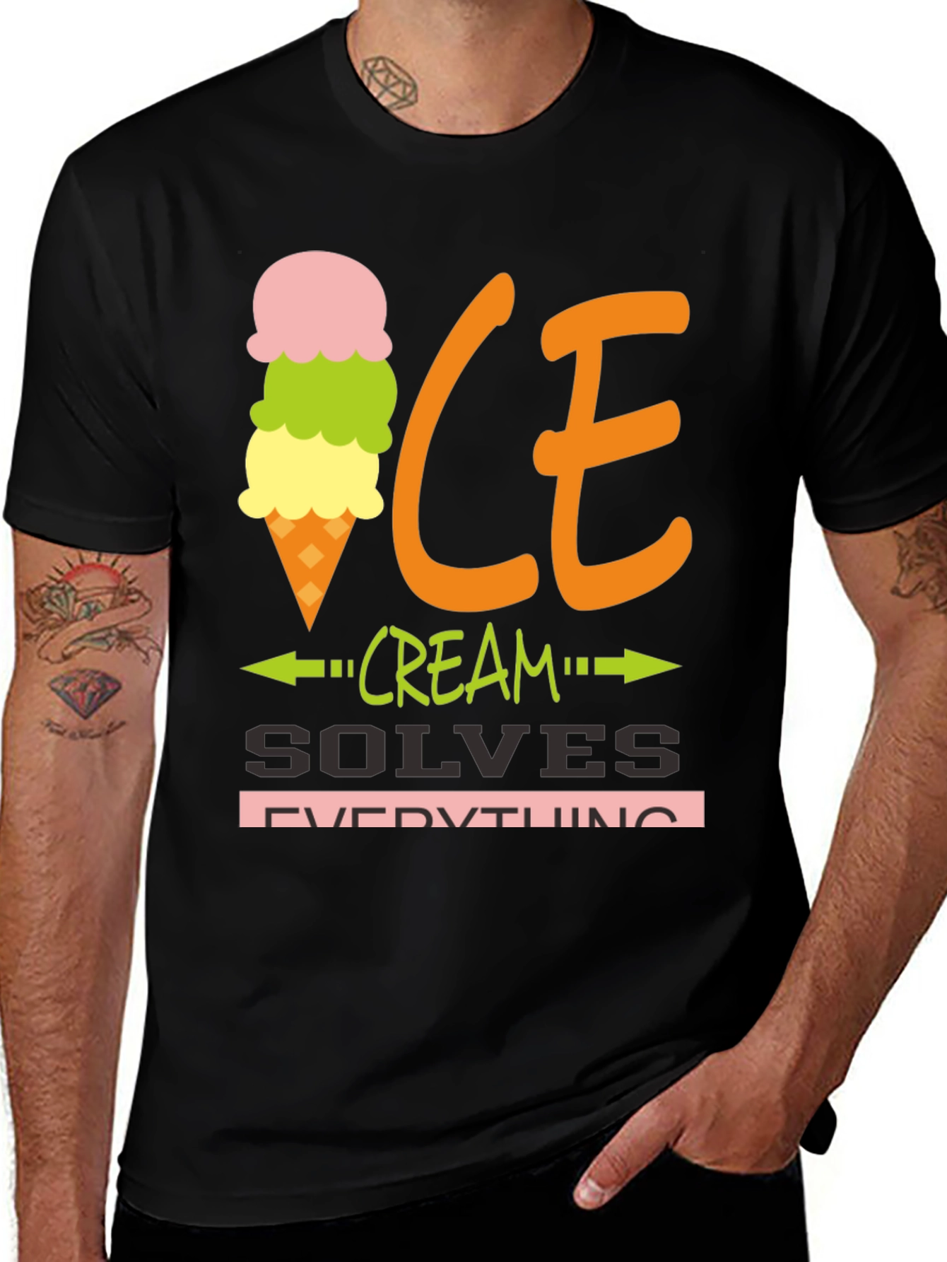 Variant 22 of Ice Cream Solves Everything Graphic Tee