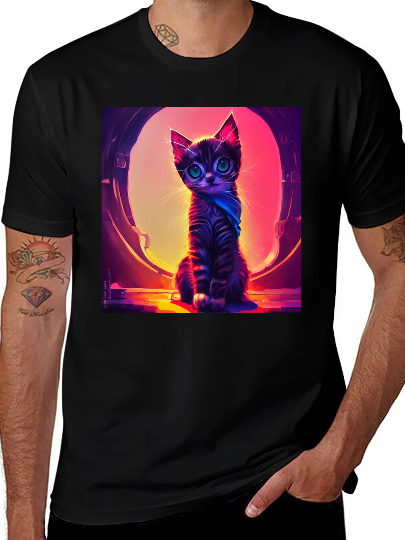 Variant 21 of Cute Kitten in Space T-Shirt