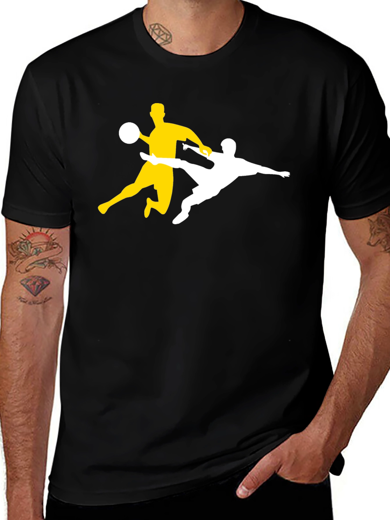 Variant 16 of Soccer Players Black T-Shirt