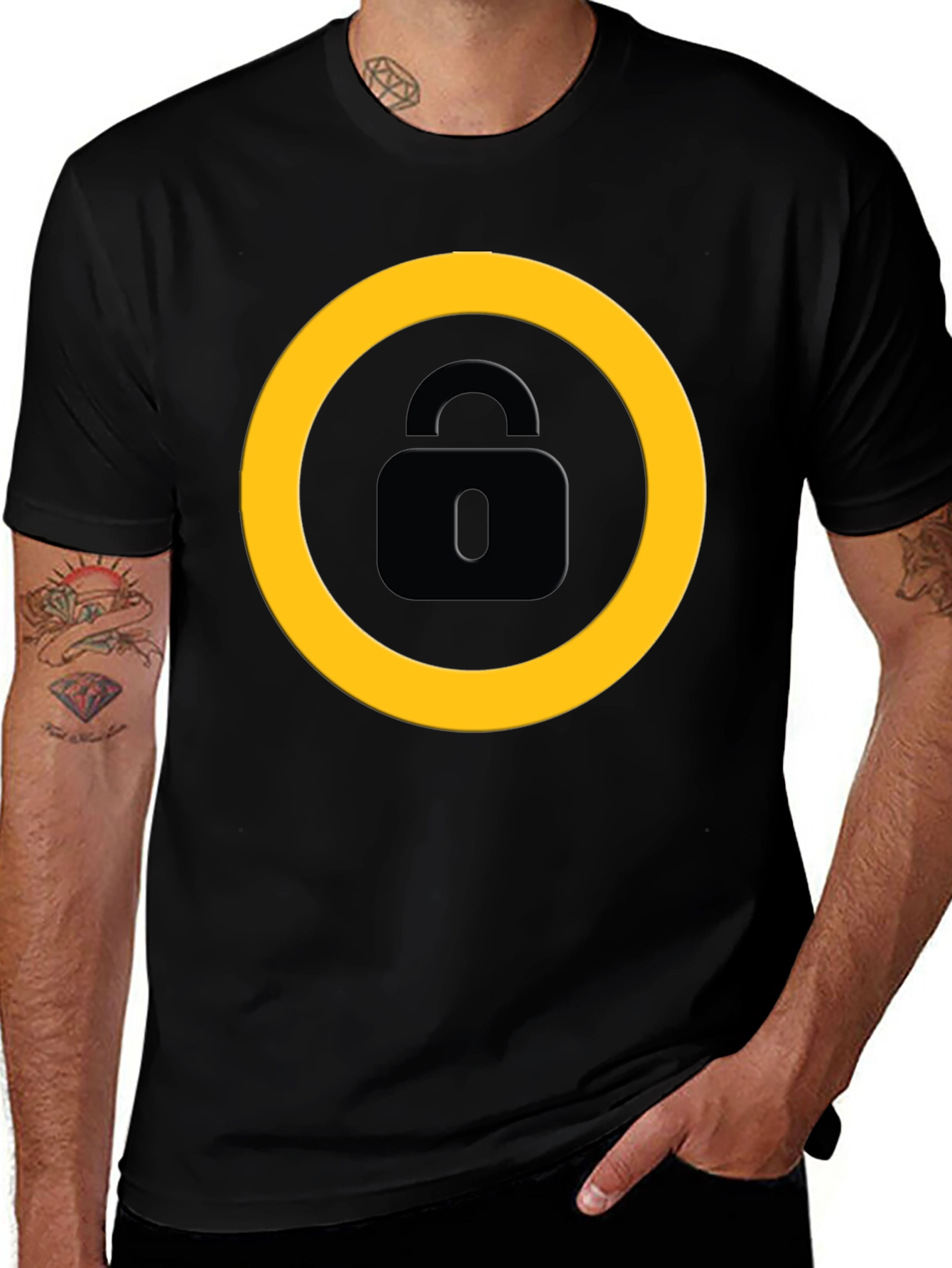 Variant 13 of Stylish Black T-Shirt with Lock Graphic