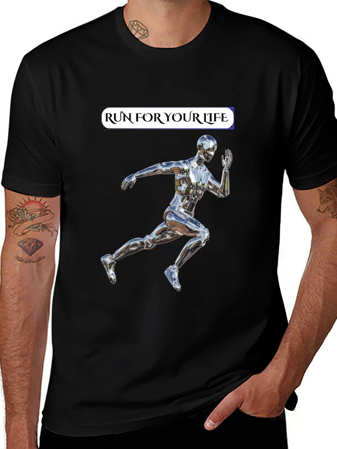 Variant 29 of Run For Your Life T-Shirt, Metallic Runner Design