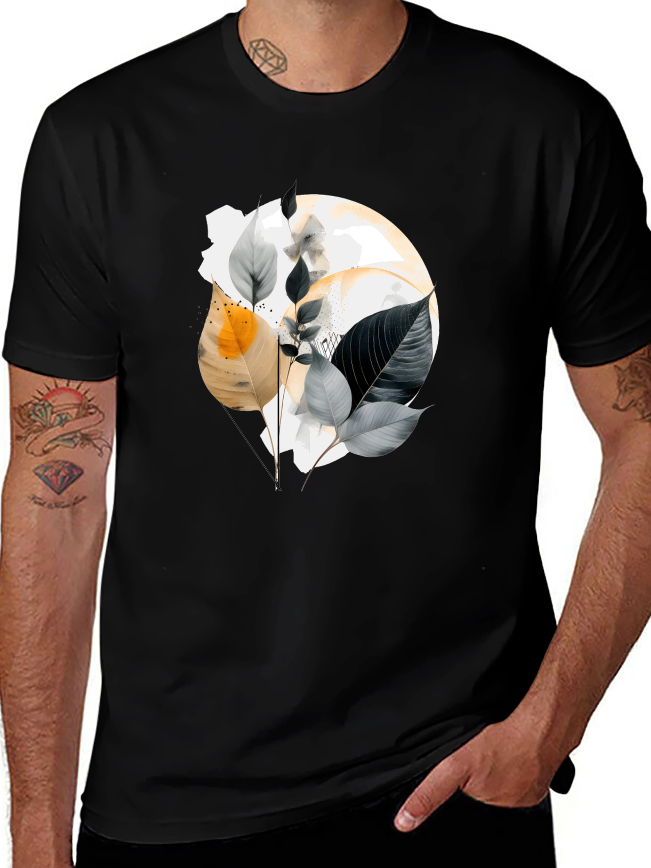 Variant 6 of Botanical Graphic Tee - Black Cotton Blend