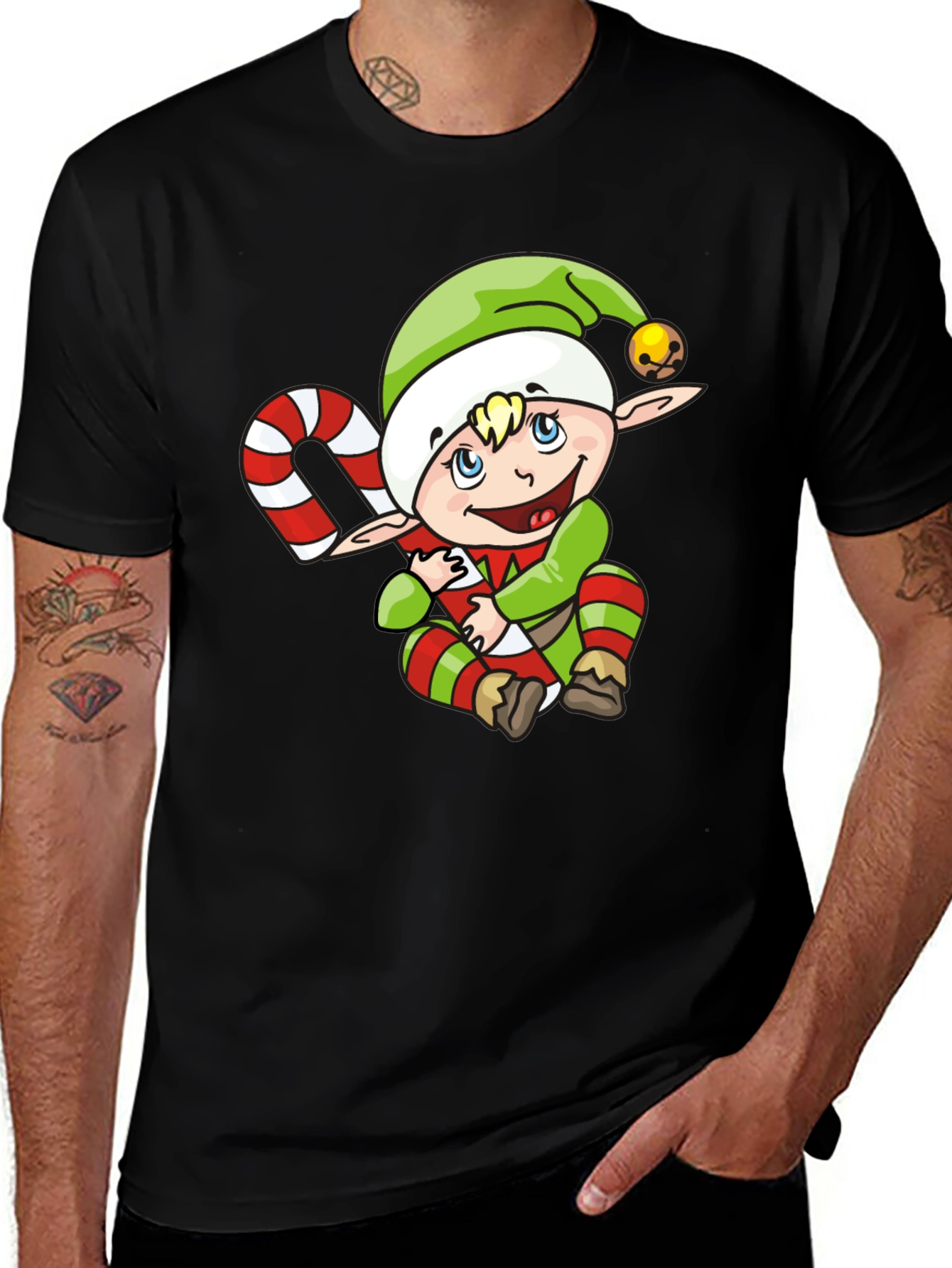Variant 6 of Elf with Candy Cane T-Shirt