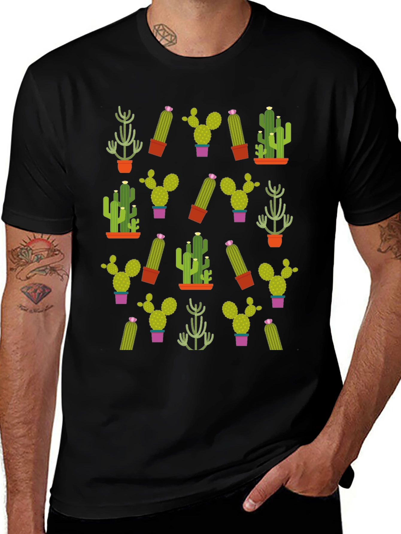 Variant 17 of Cactus Pattern T-Shirt - Unique Plant Design